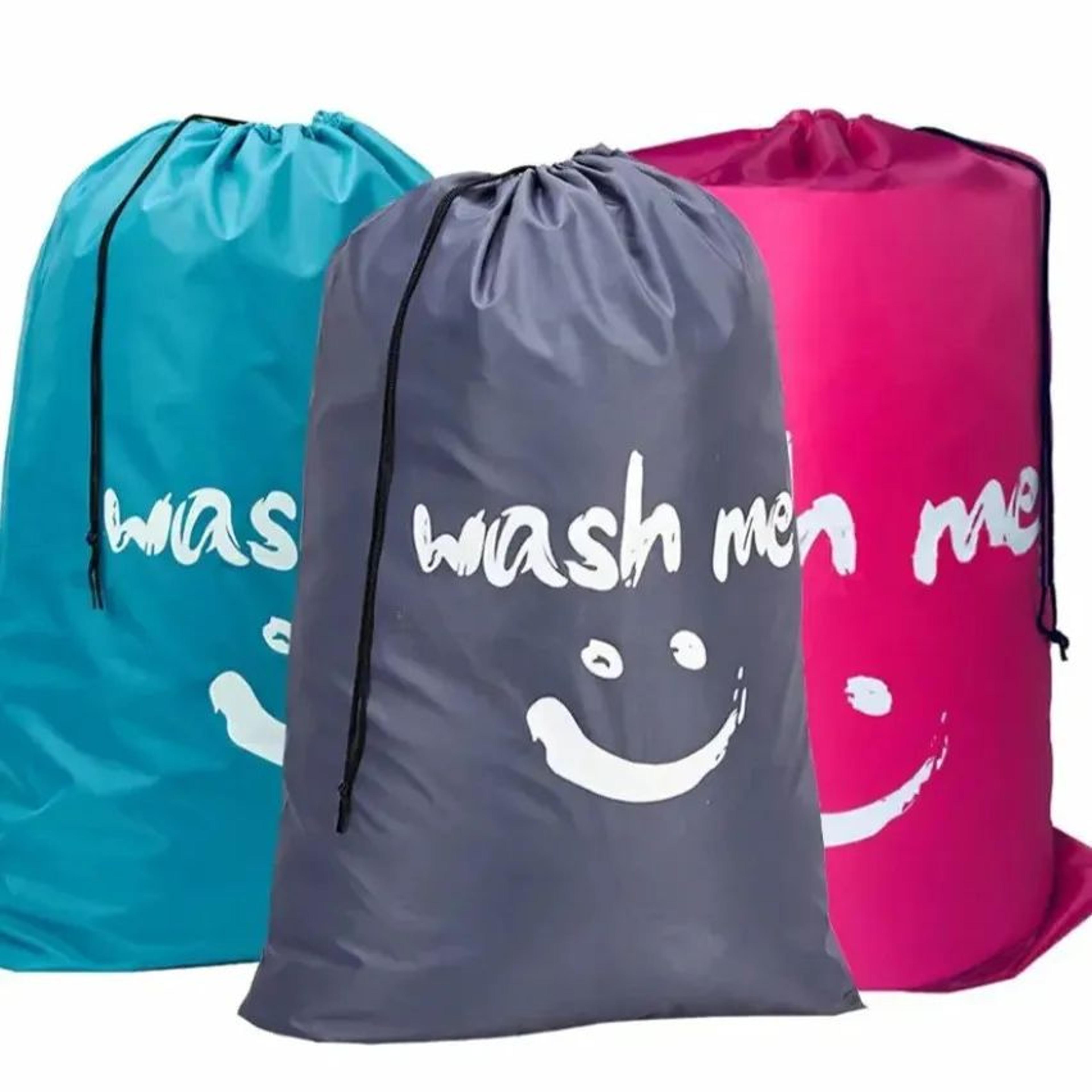 Smiley Face Drawstring Laundry Bag  Nylon Clothes Storage Bag For Travel Dorm  Home Organization 0