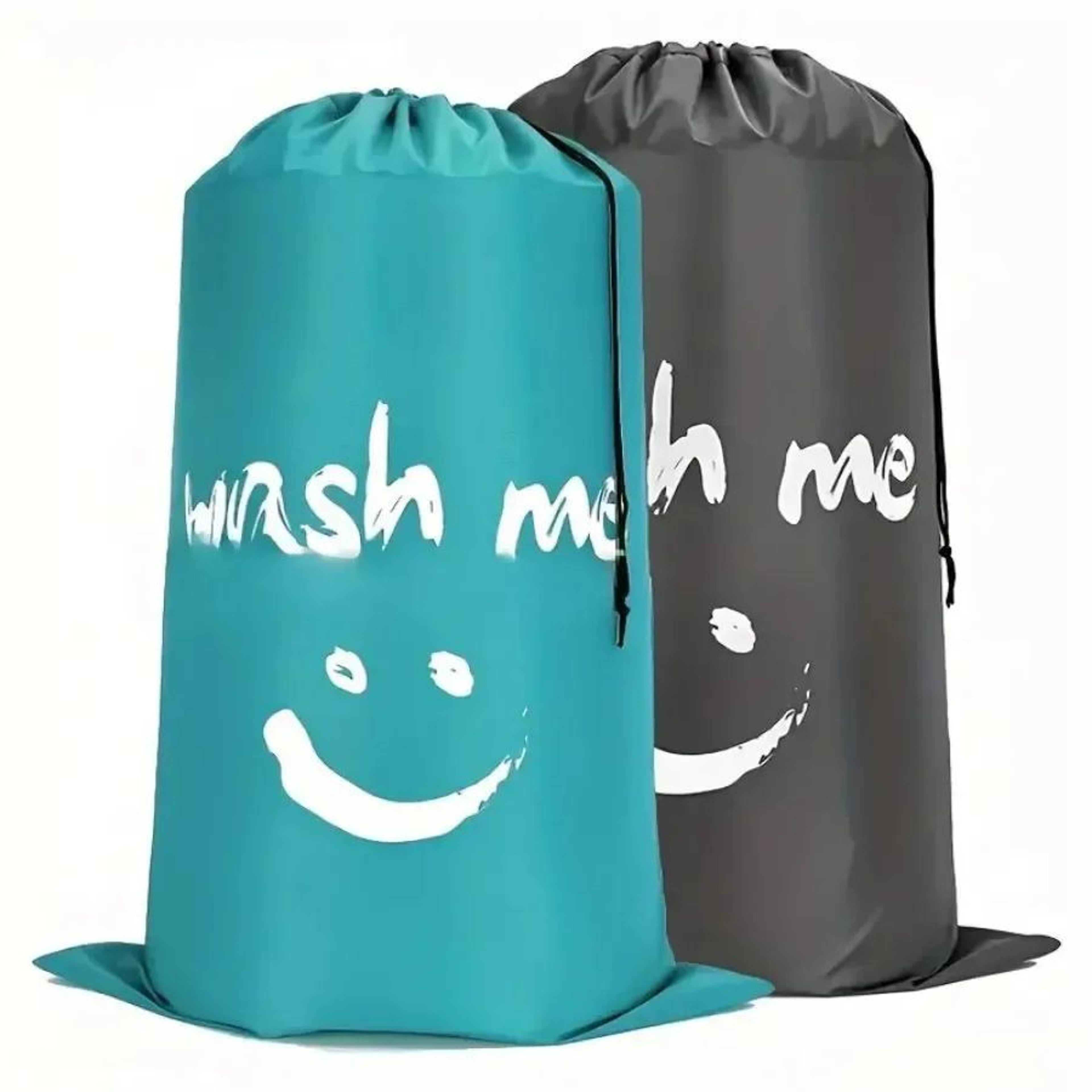 Smiley Face Drawstring Laundry Bag  Nylon Clothes Storage Bag For Travel Dorm  Home Organization 4