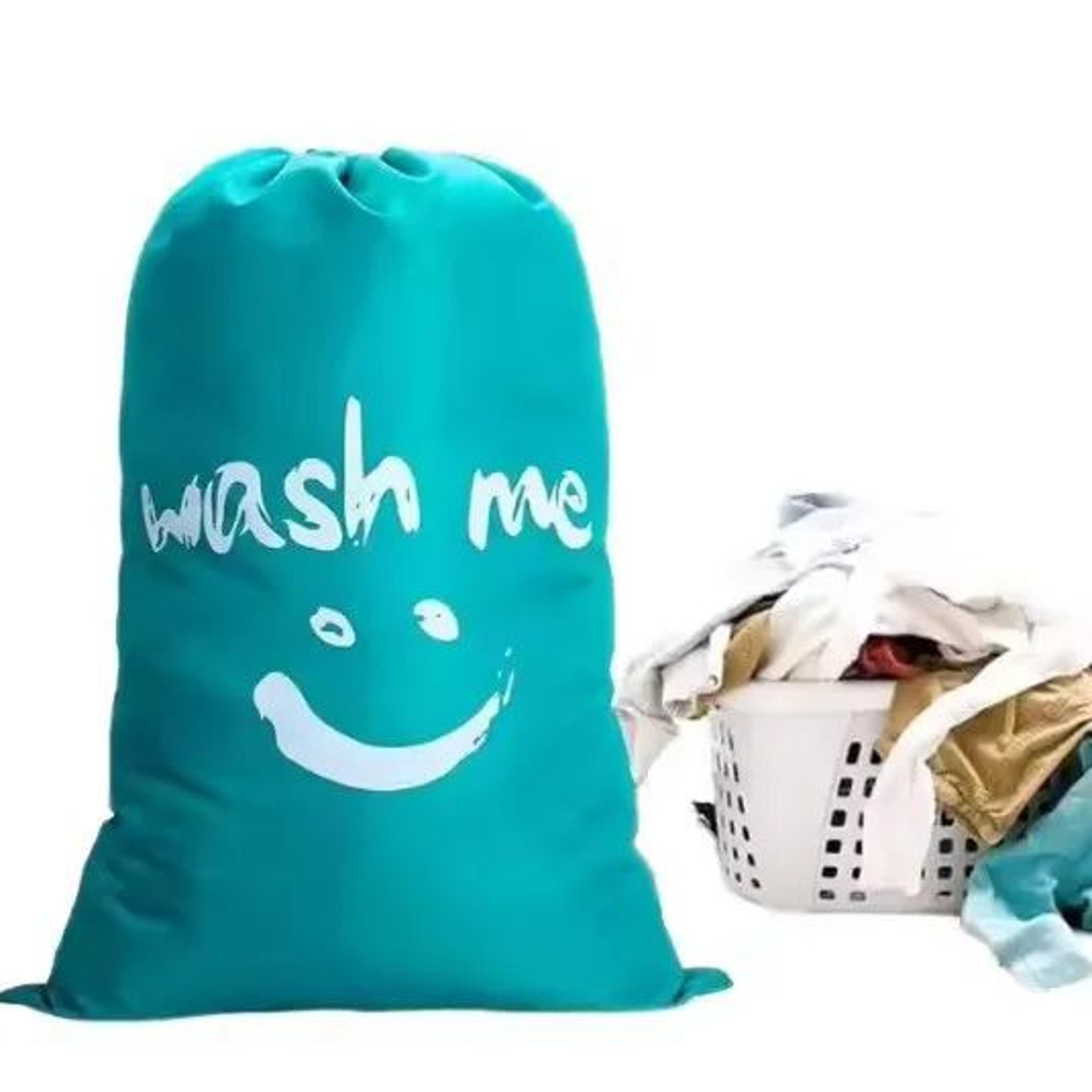 Smiley Face Drawstring Laundry Bag  Nylon Clothes Storage Bag For Travel Dorm  Home Organization 1