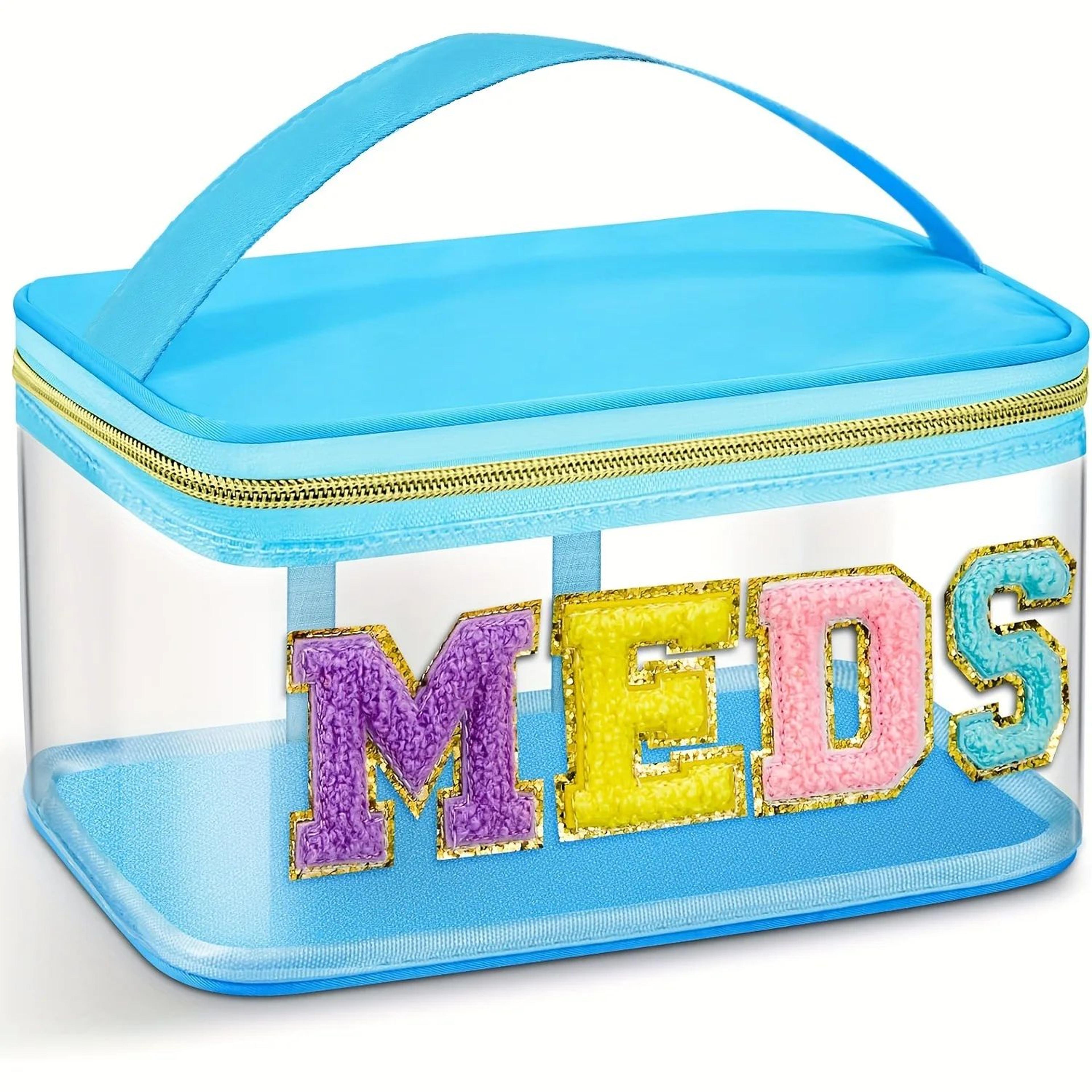 PVC Chenille Letter MEDS Makeup Bag  Large Capacity Travel Cosmetic  Toiletry Organizer With Zipper 8