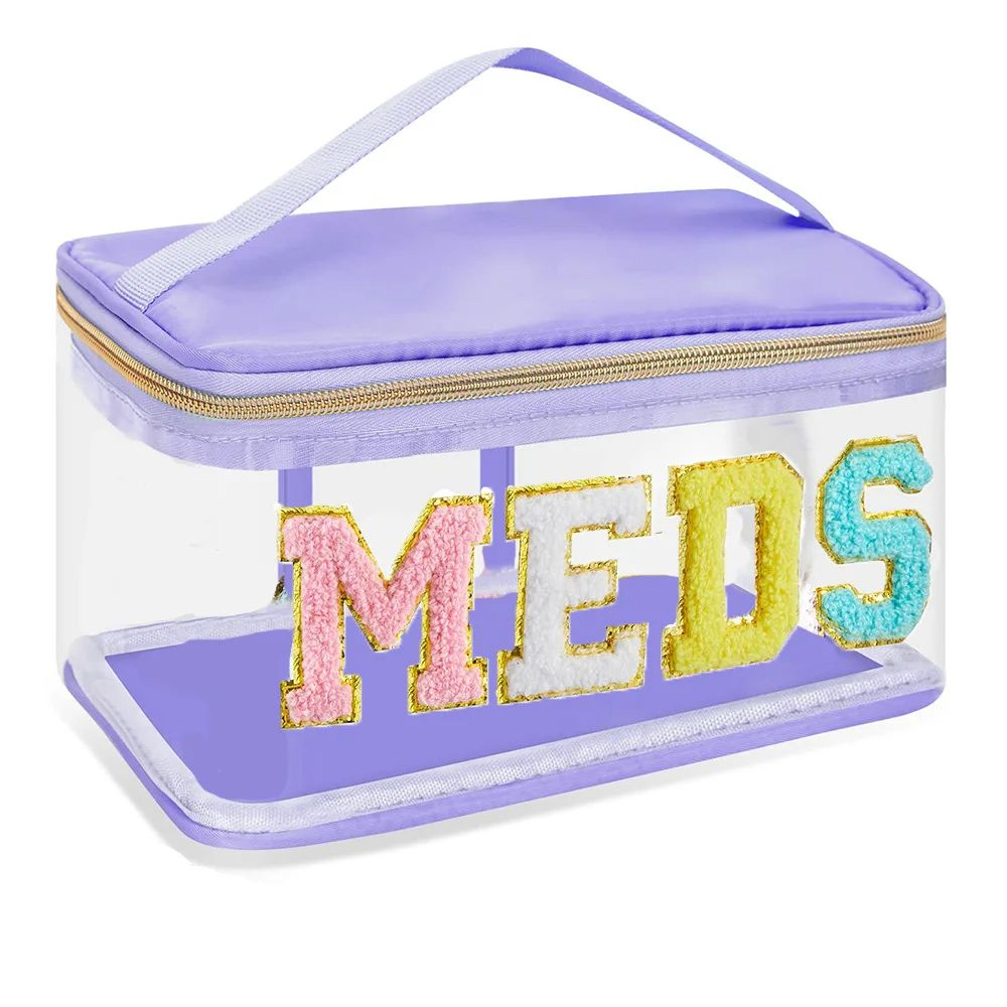 PVC Chenille Letter MEDS Makeup Bag  Large Capacity Travel Cosmetic  Toiletry Organizer With Zipper 10