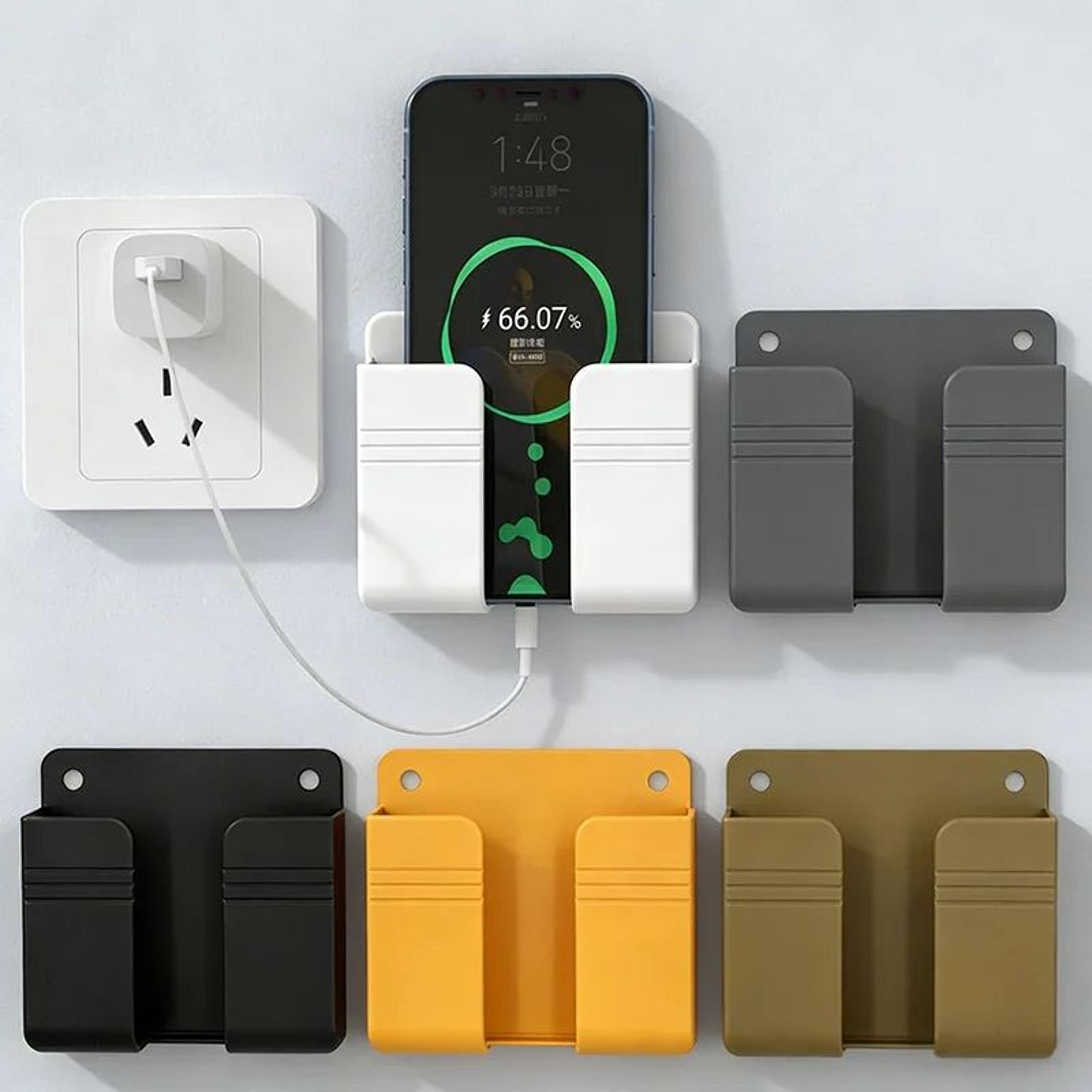 WallMounted Remote Control  Phone Holder  NoDrill SelfAdhesive Storage Organizer For Mobile Chargin