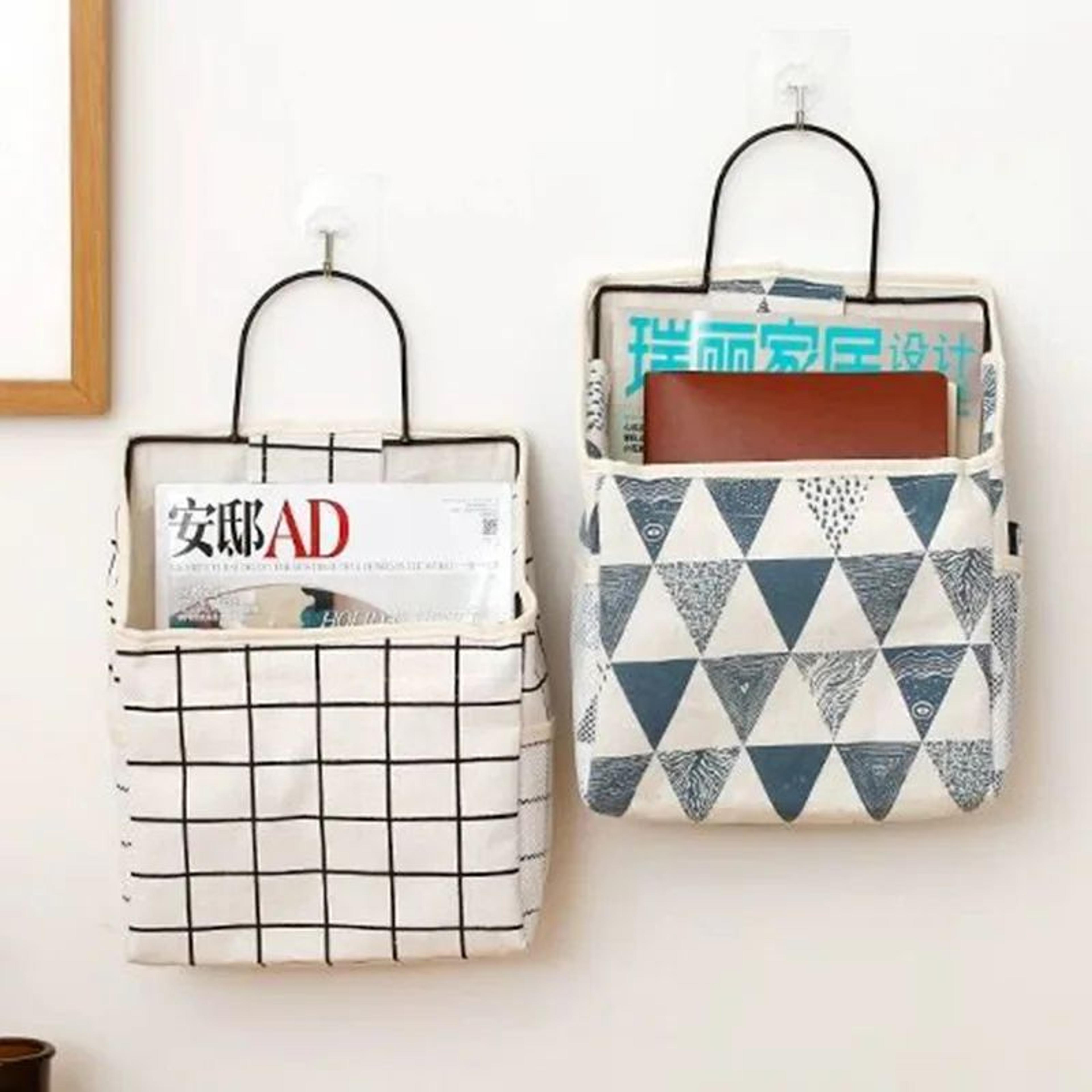 Canvas Bedside Hanging Storage Organizer  Wall Mounted Dorm Bed Caddy Door Pocket  Bathroom Storage 1