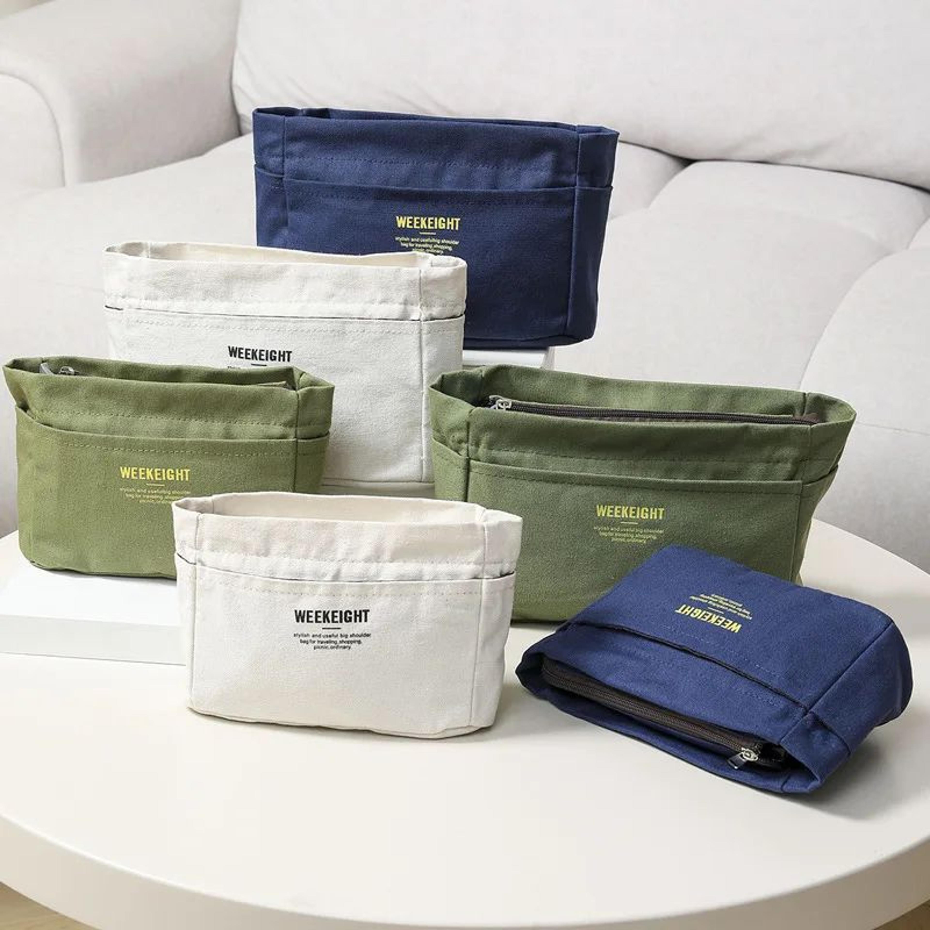 Drawstring Canvas Organizer Insert Bag  MultiPocket Travel Storage Liner For Handbags  Totes 0