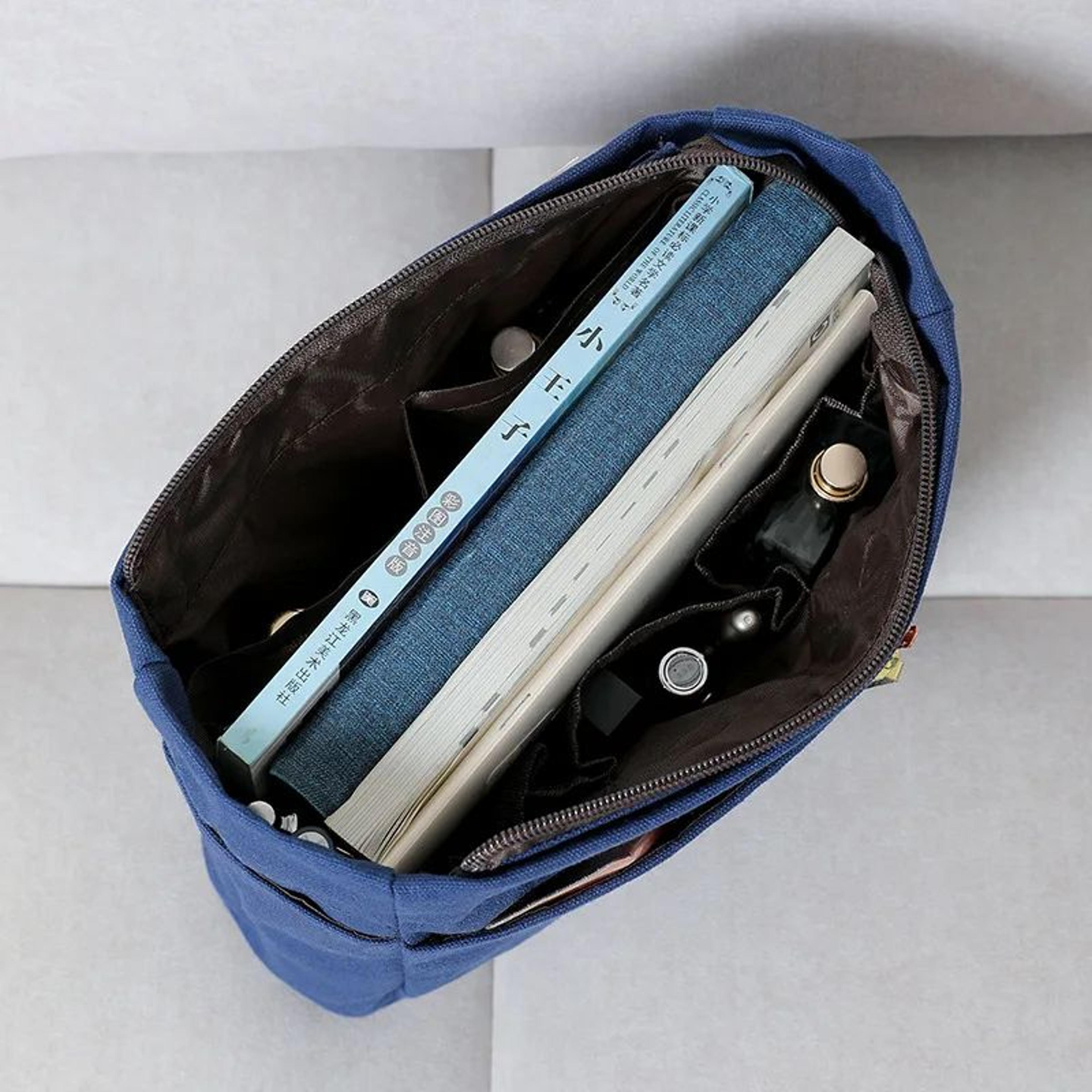 Drawstring Canvas Organizer Insert Bag  MultiPocket Travel Storage Liner For Handbags  Totes 3