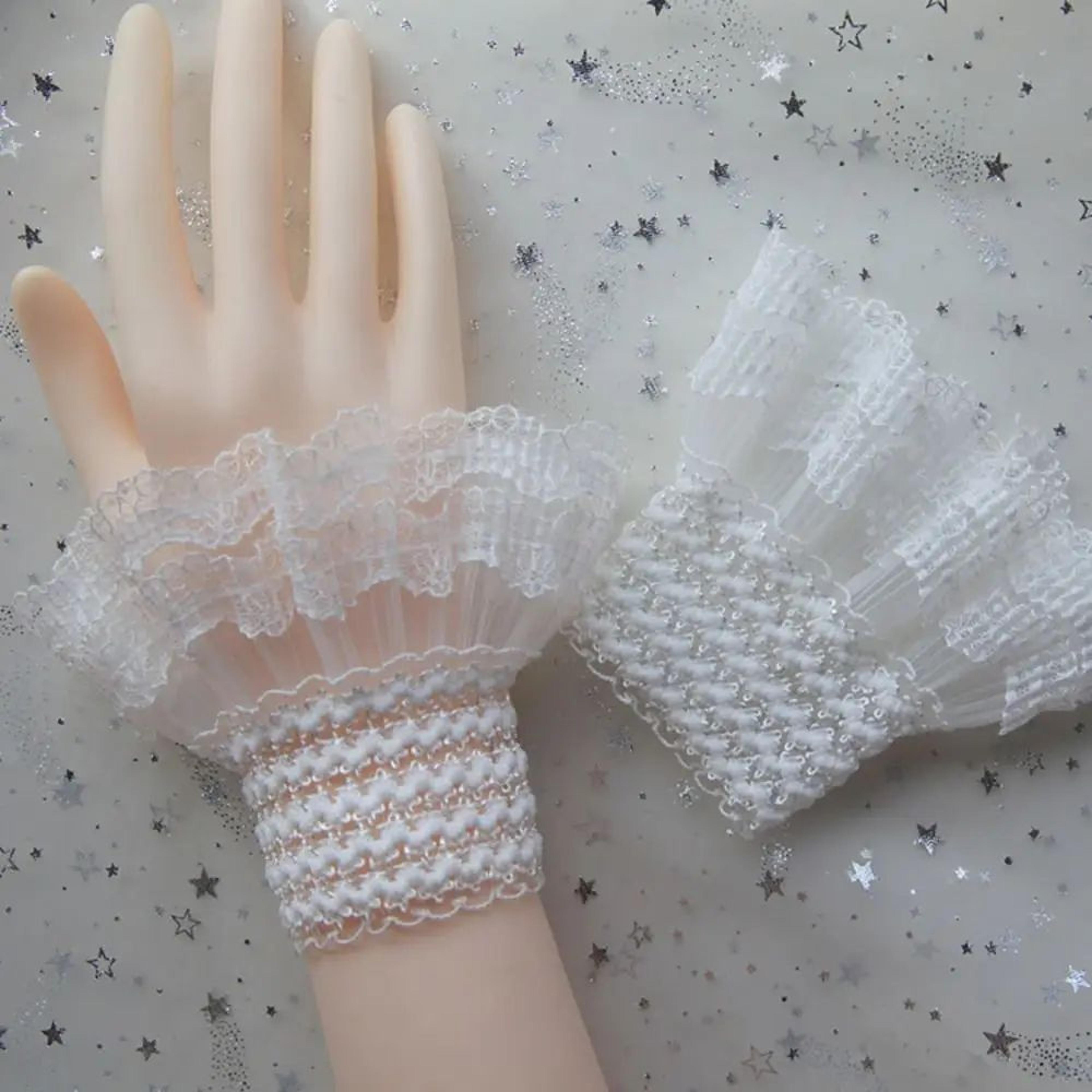1 Pair Lace Detachable Sleeve Cuffs  Ruffle Fake Cuffs Sun Protection Wrist Sleeves For Women Sweat 10