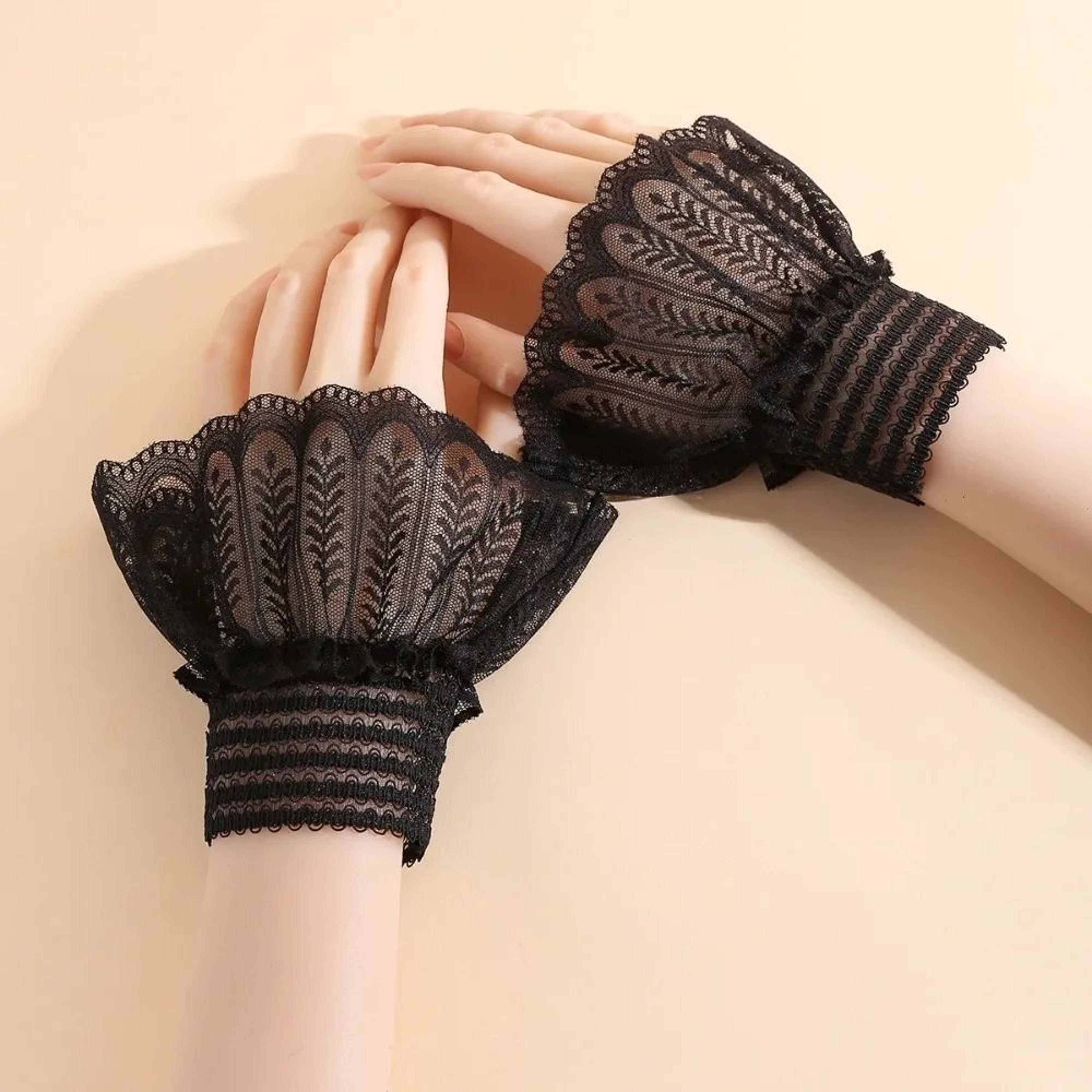 1 Pair Lace Detachable Sleeve Cuffs  Ruffle Fake Cuffs Sun Protection Wrist Sleeves For Women Sweat 15