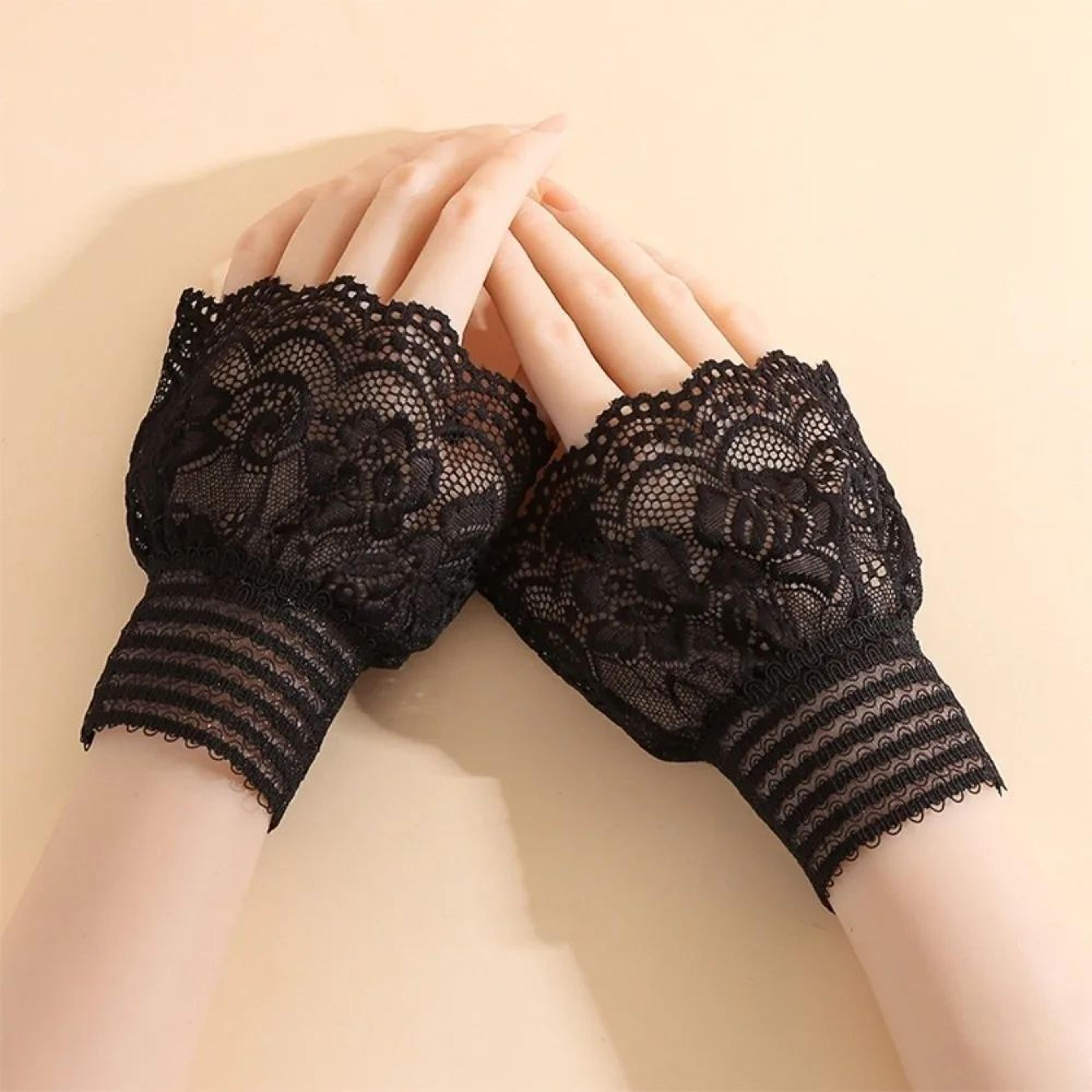 1 Pair Lace Detachable Sleeve Cuffs  Ruffle Fake Cuffs Sun Protection Wrist Sleeves For Women Sweat 16