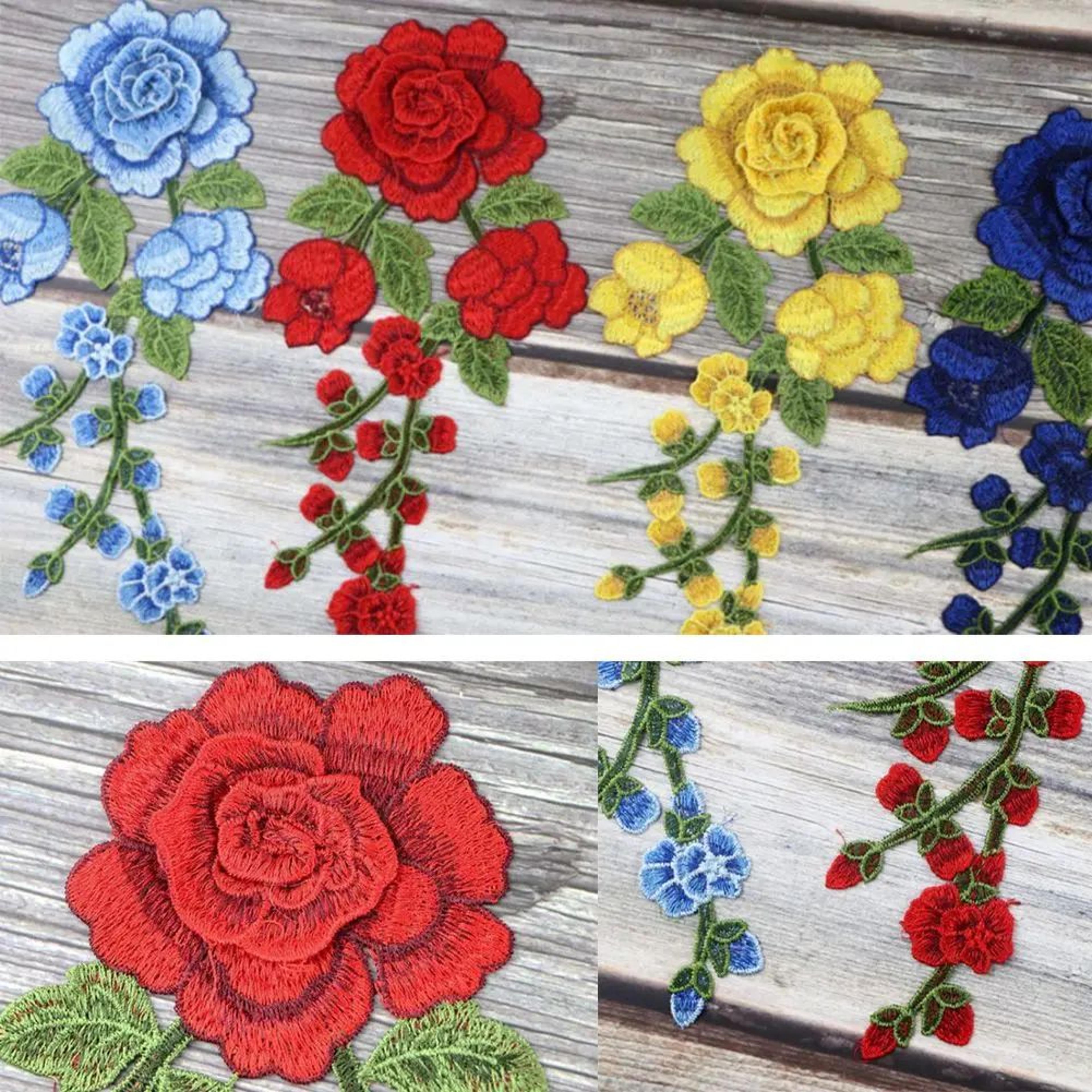 DIY Colorful Floral IronOn Embroidery Patch  Long Flower Applique For Clothes Bags  DIY Craft Decor 1