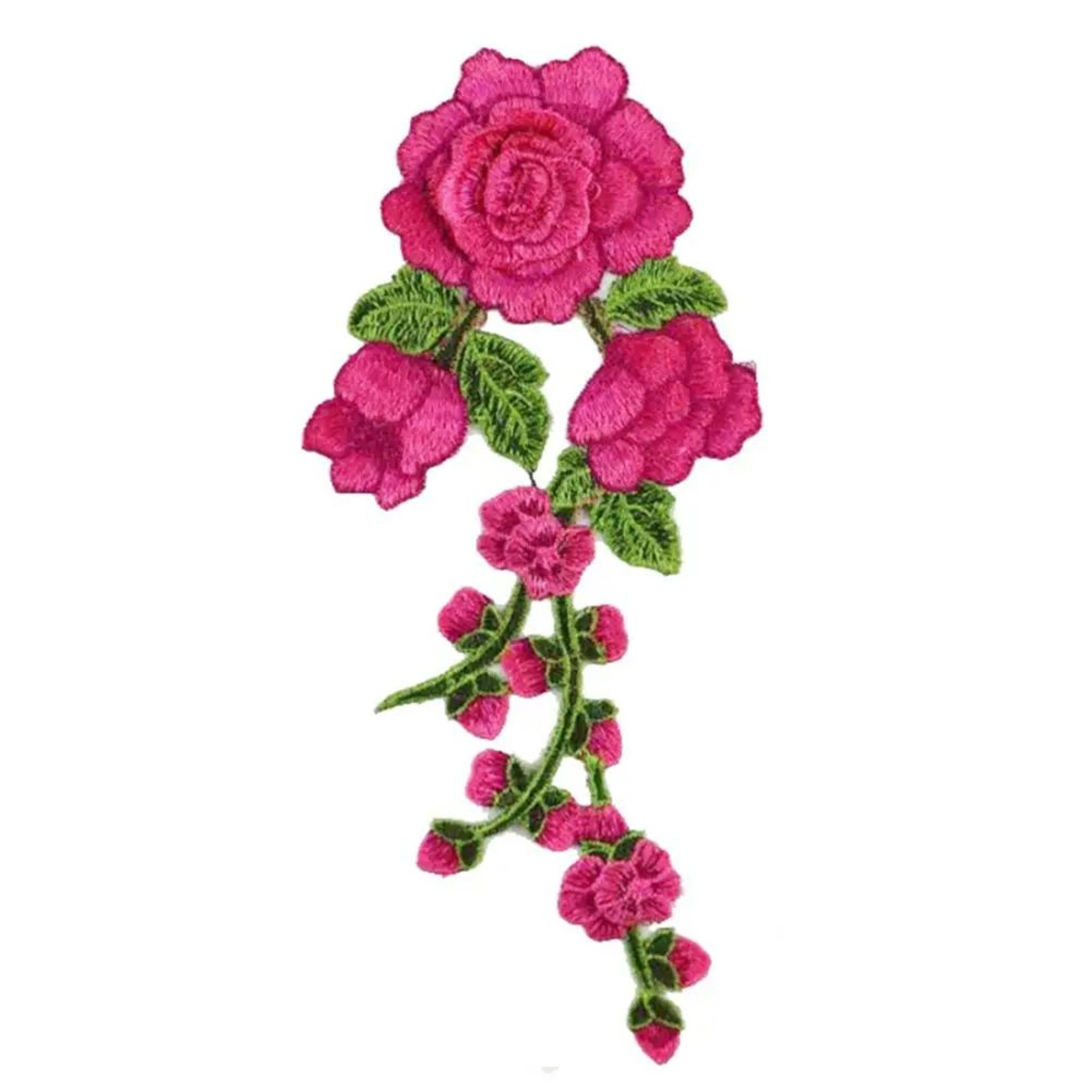 DIY Colorful Floral IronOn Embroidery Patch  Long Flower Applique For Clothes Bags  DIY Craft Decor 15