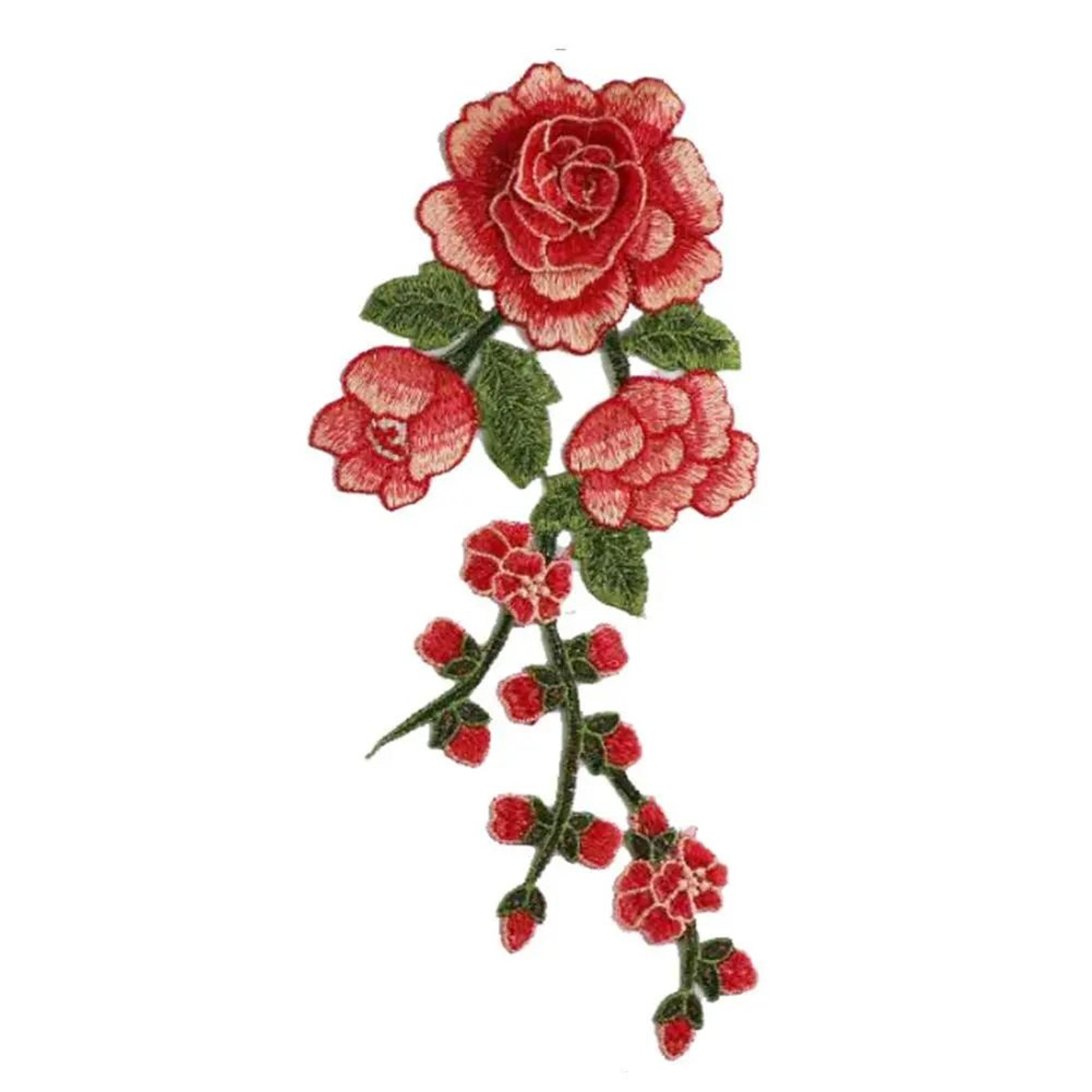 DIY Colorful Floral IronOn Embroidery Patch  Long Flower Applique For Clothes Bags  DIY Craft Decor 11