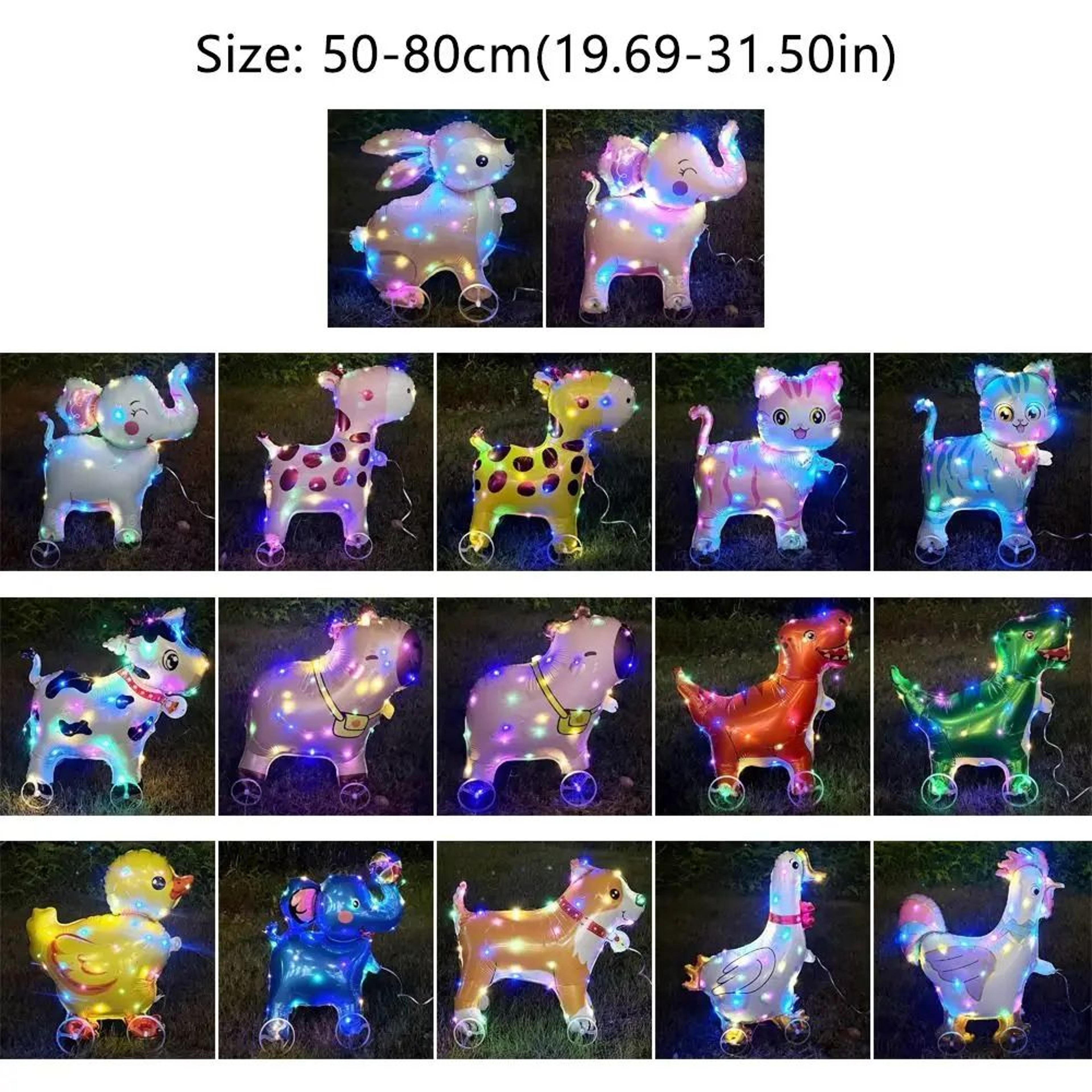 3D Cartoon Animal Walking Balloon With LED Light  Standing Foil Balloon On Wheels For Kids Parties  5