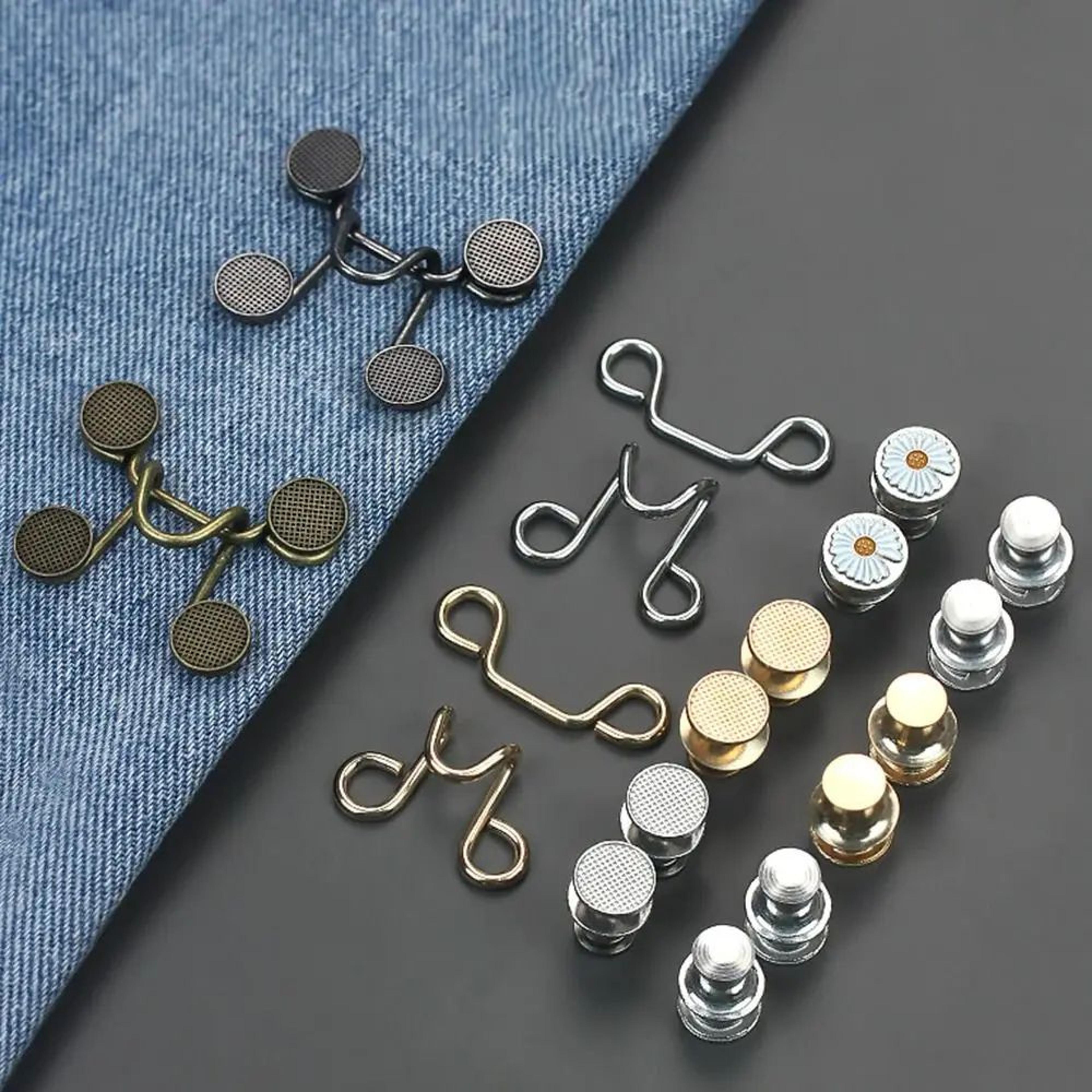 2pcs Adjustable Jean Button Pins  NoSew Pant Waist Tightener Clips For Jeans Skirts  Clothing Alter 1
