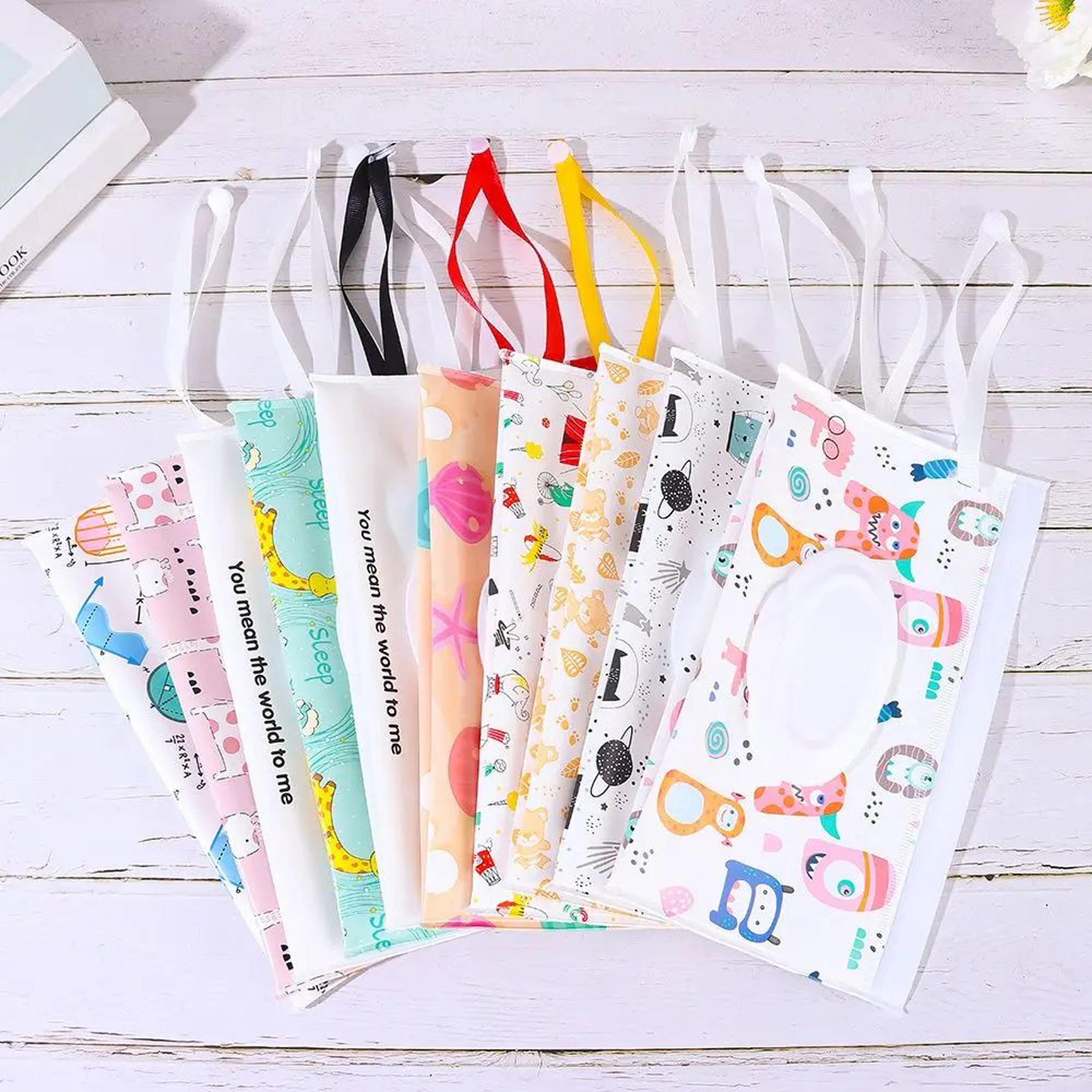 Reusable Baby Wet Wipe Pouch  Portable Refillable Wipes Holder Case With Flip Cover  Snap Strap For 2