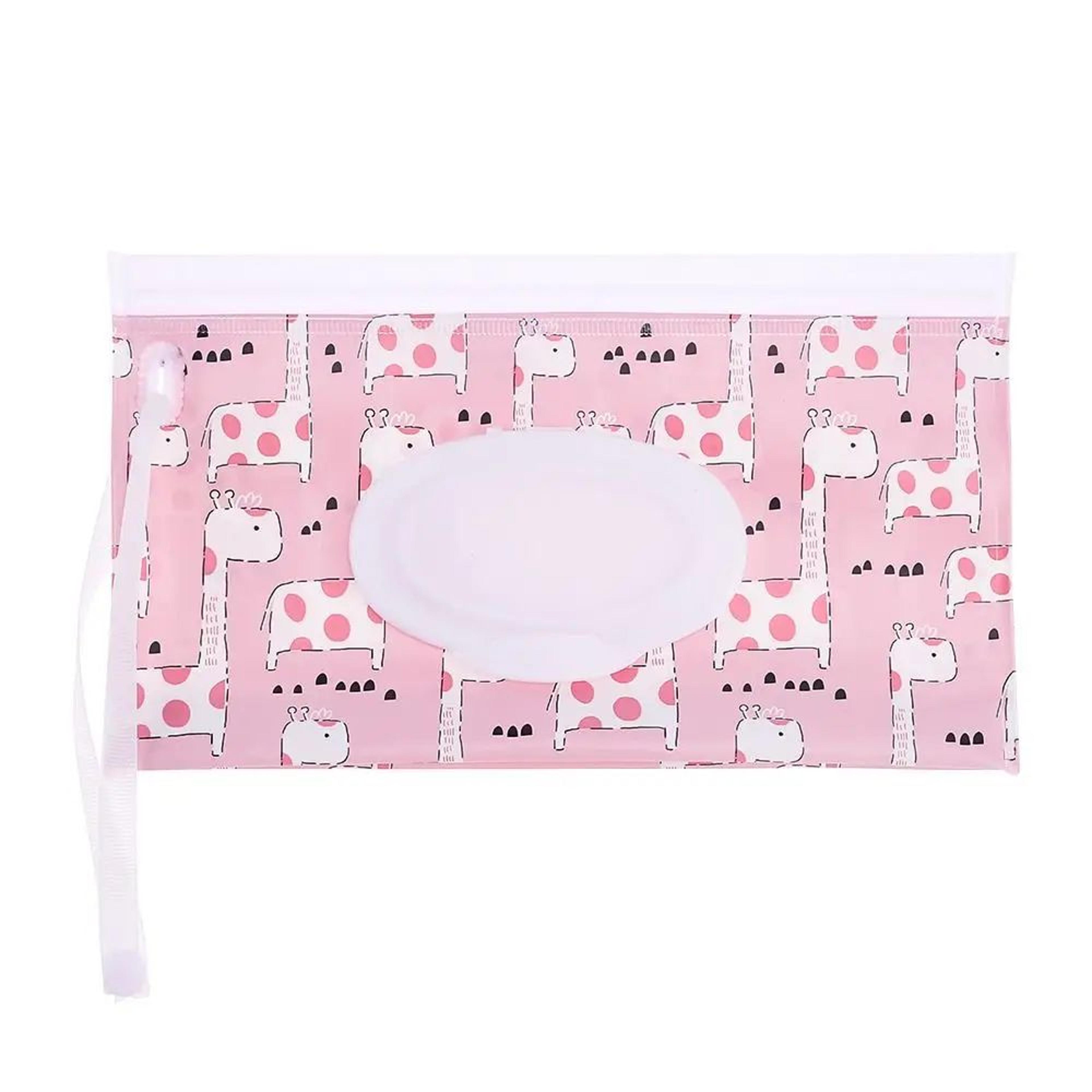 Reusable Baby Wet Wipe Pouch  Portable Refillable Wipes Holder Case With Flip Cover  Snap Strap For 6