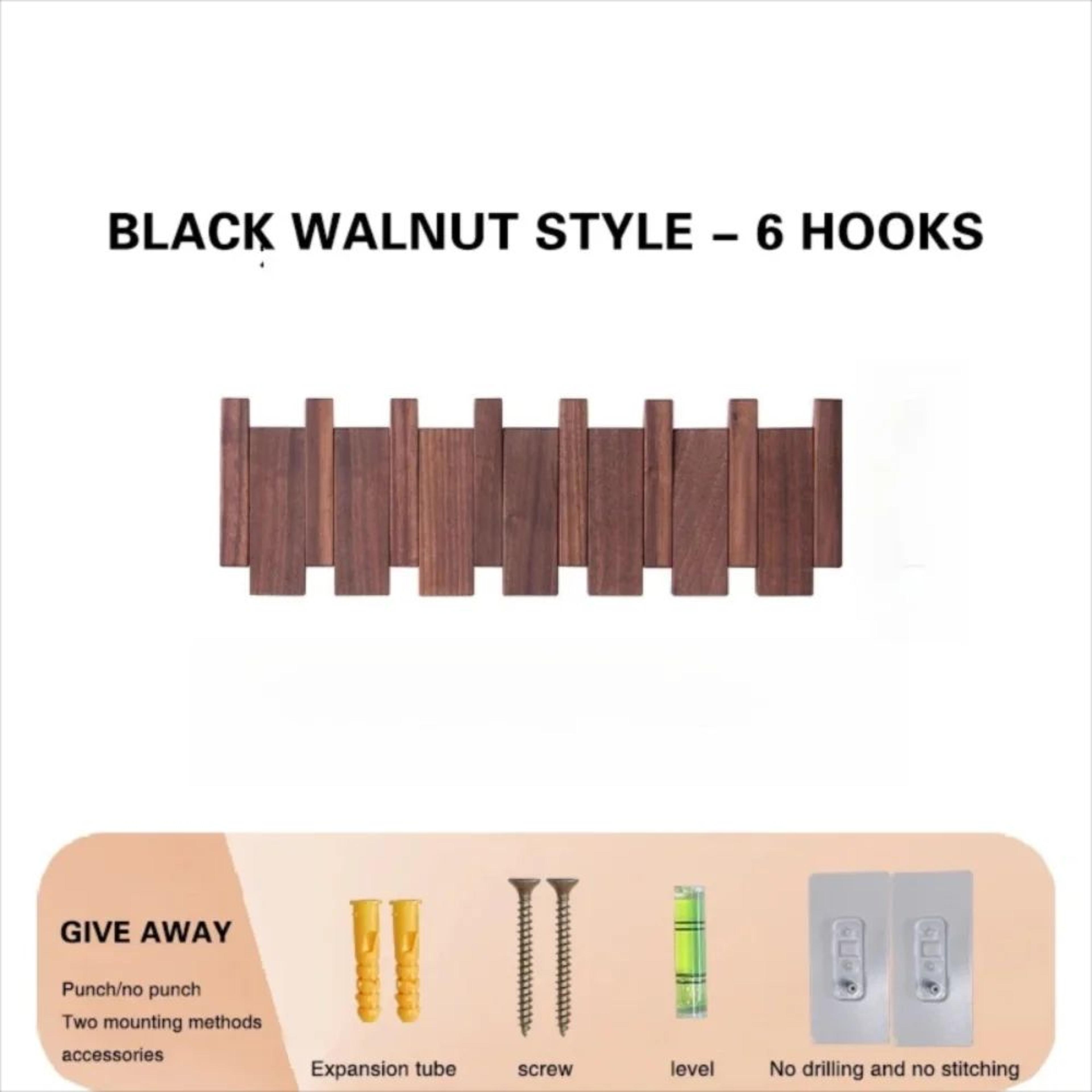 Wall Mounted Wooden Piano Key Coat Rack  Folding 8Hook Entryway Organizer For Coats Hats  Home Deco 7