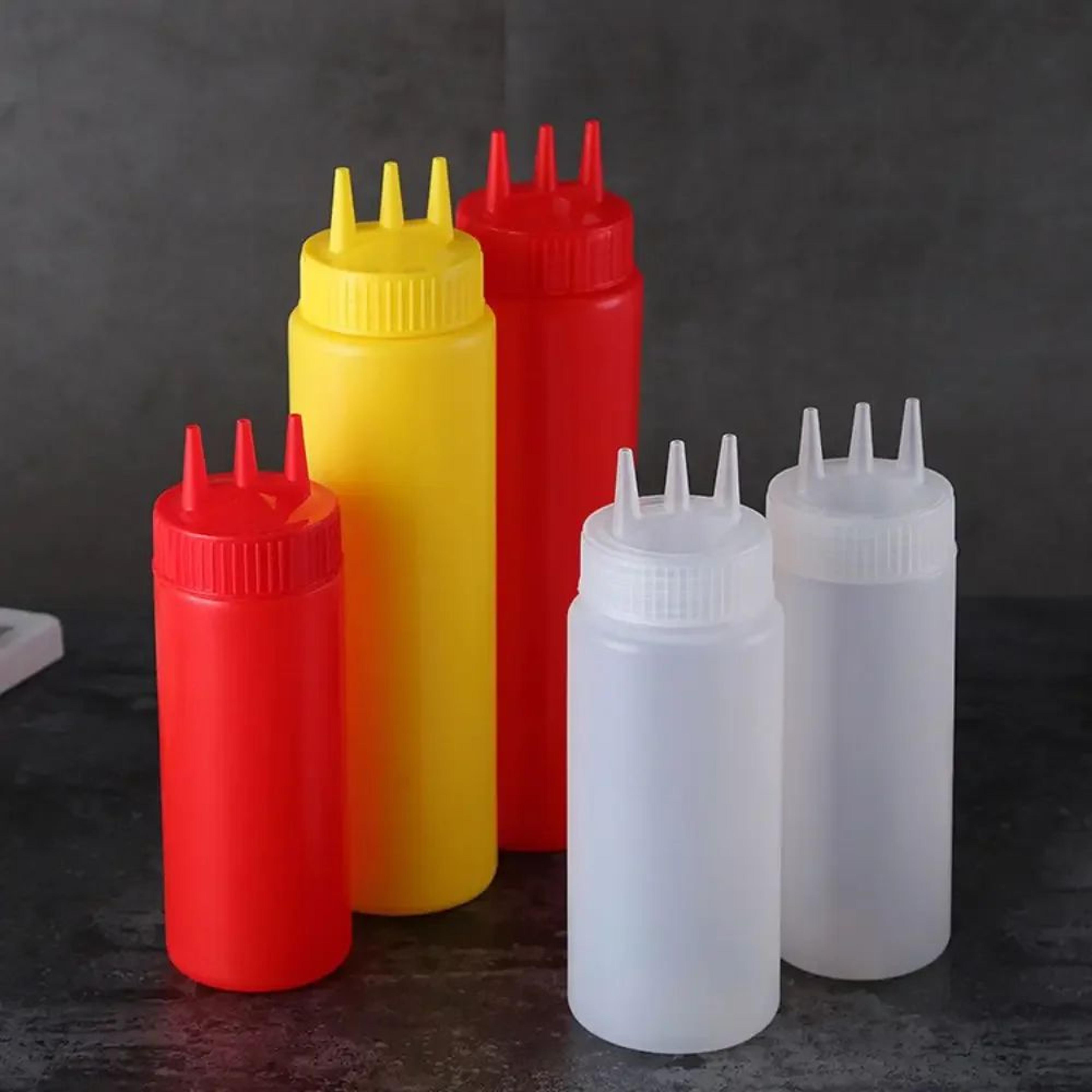Plastic Squeeze Sauce Bottle  Leakproof PE Condiment Dispenser With 3 Nozzles For Ketchup Oil  Dres 1