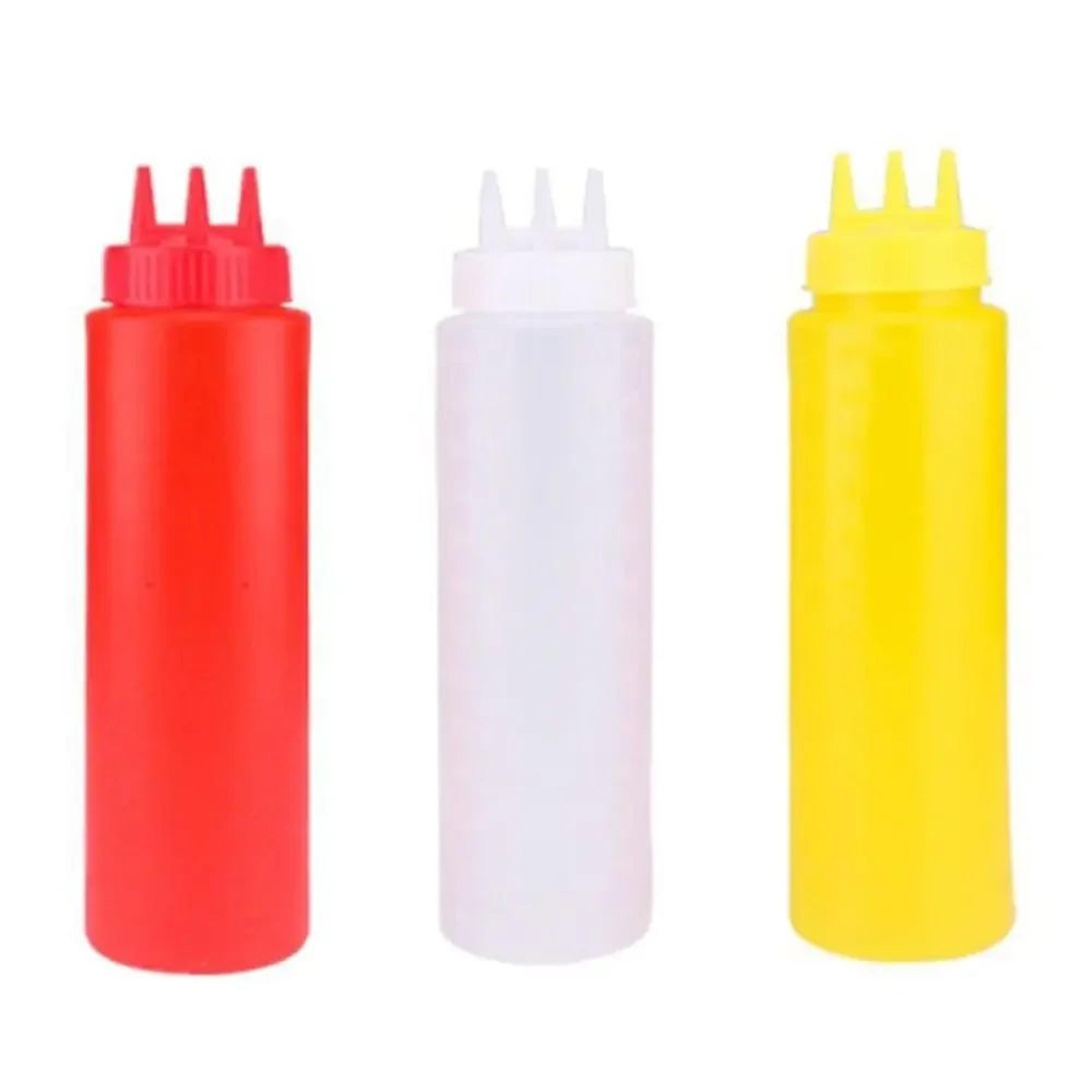 Plastic Squeeze Sauce Bottle  Leakproof PE Condiment Dispenser With 3 Nozzles For Ketchup Oil  Dres 4