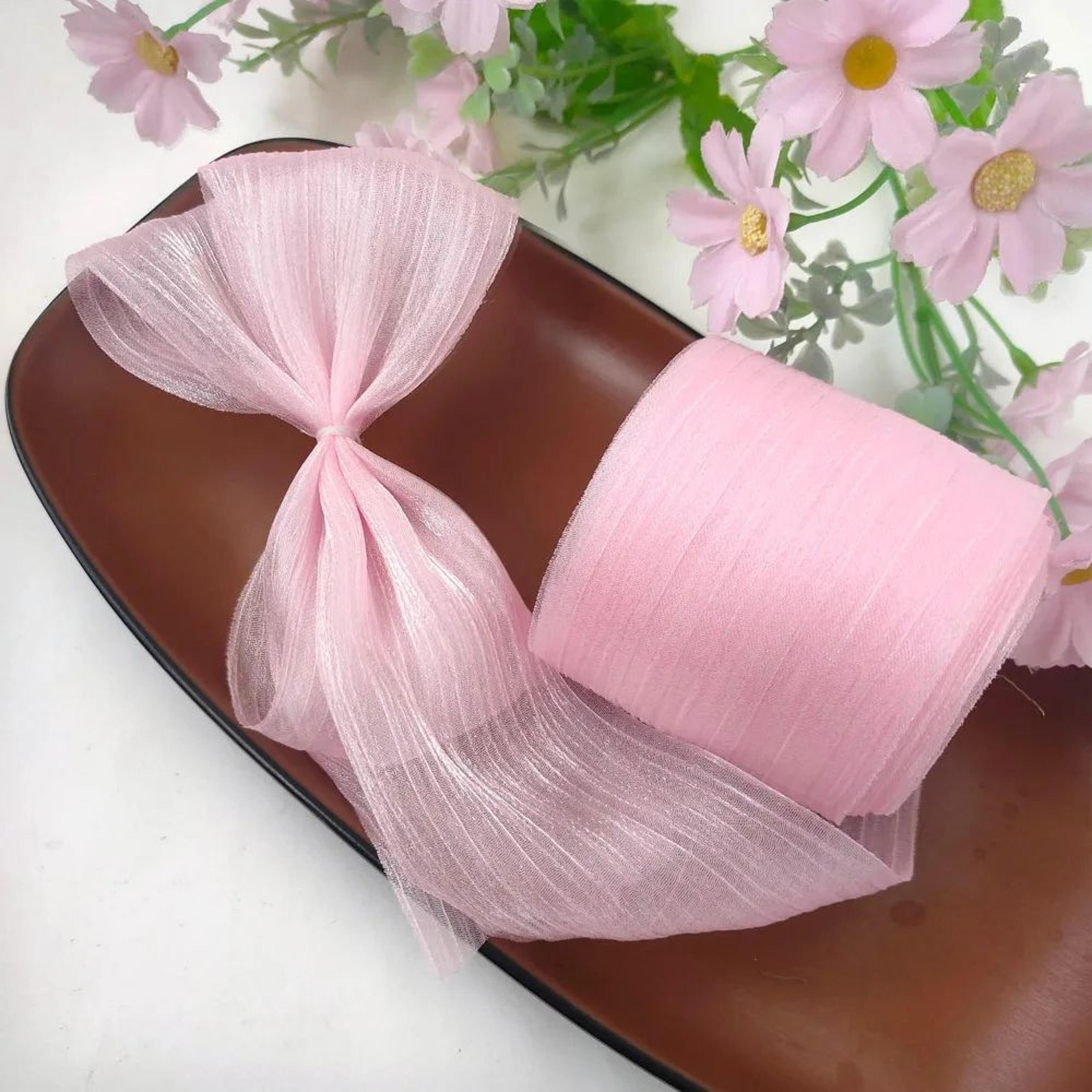5M Pleated Chiffon Ribbon  236In Wide Tulle Ribbon For DIY Hair Bows Bouquets Gift Wrapping  Weddin 8