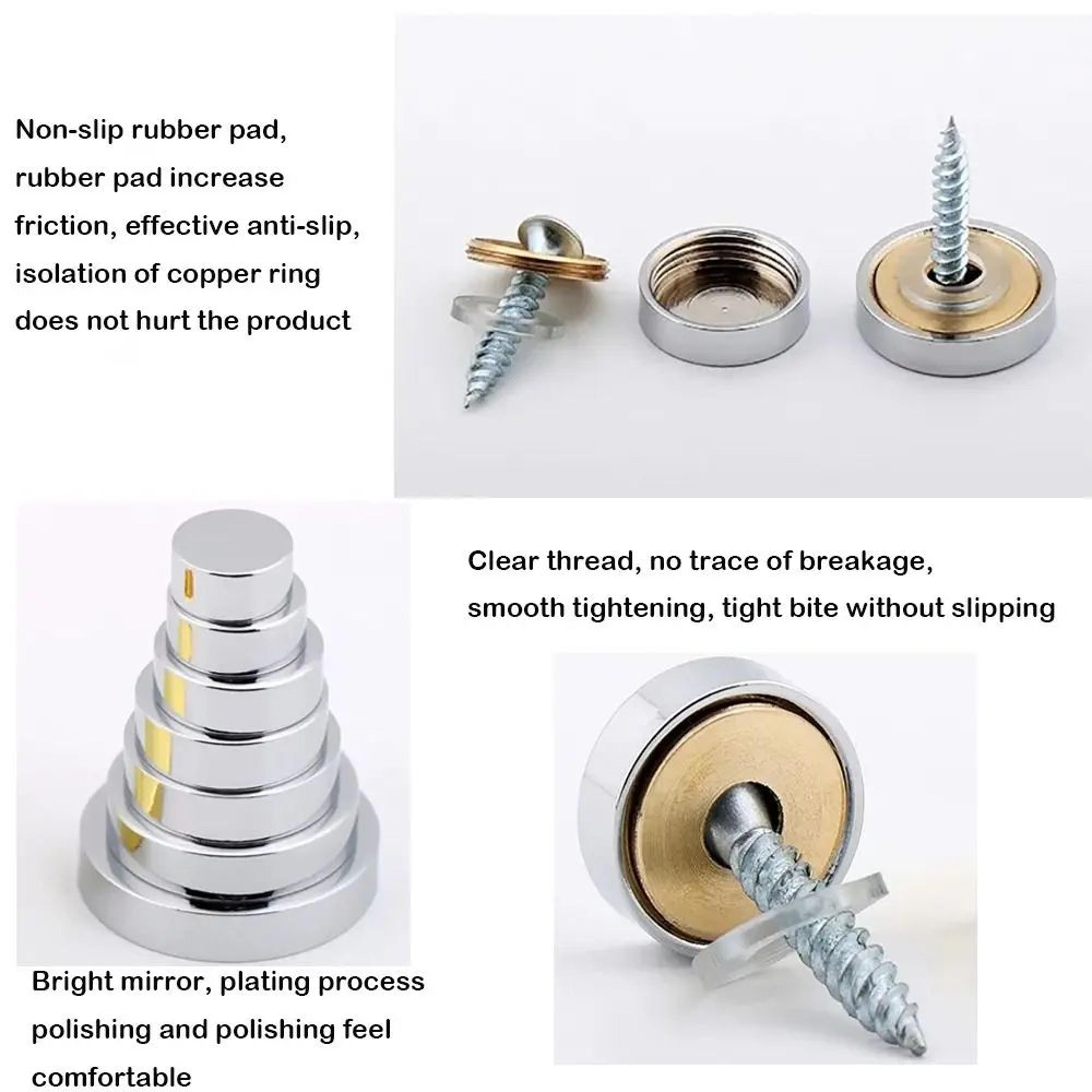 4pcs Copper Mirror Fixing Screws  Polished Chrome Decorative Cap Covers For Glass Furniture Mirrors 3