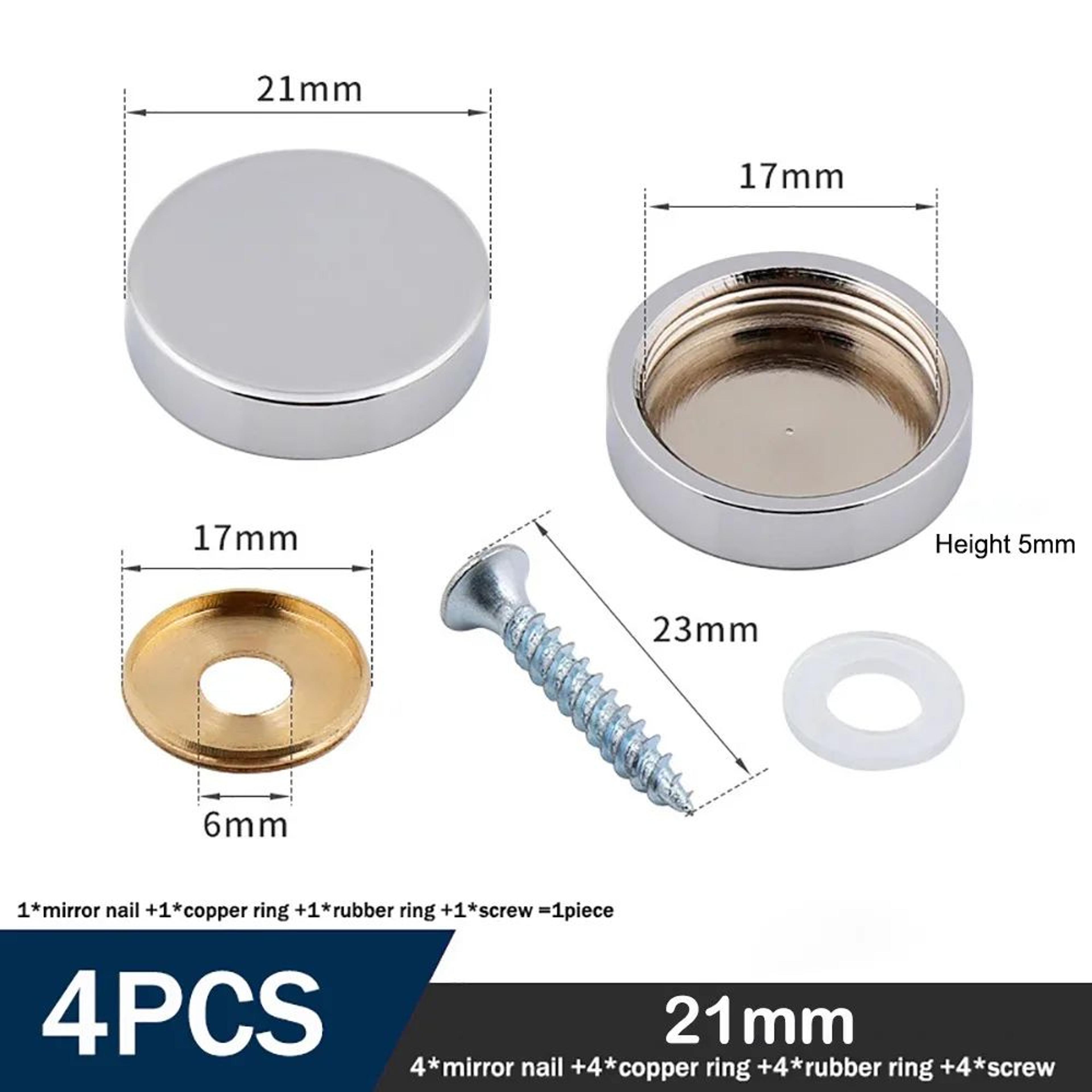 4pcs Copper Mirror Fixing Screws  Polished Chrome Decorative Cap Covers For Glass Furniture Mirrors 12