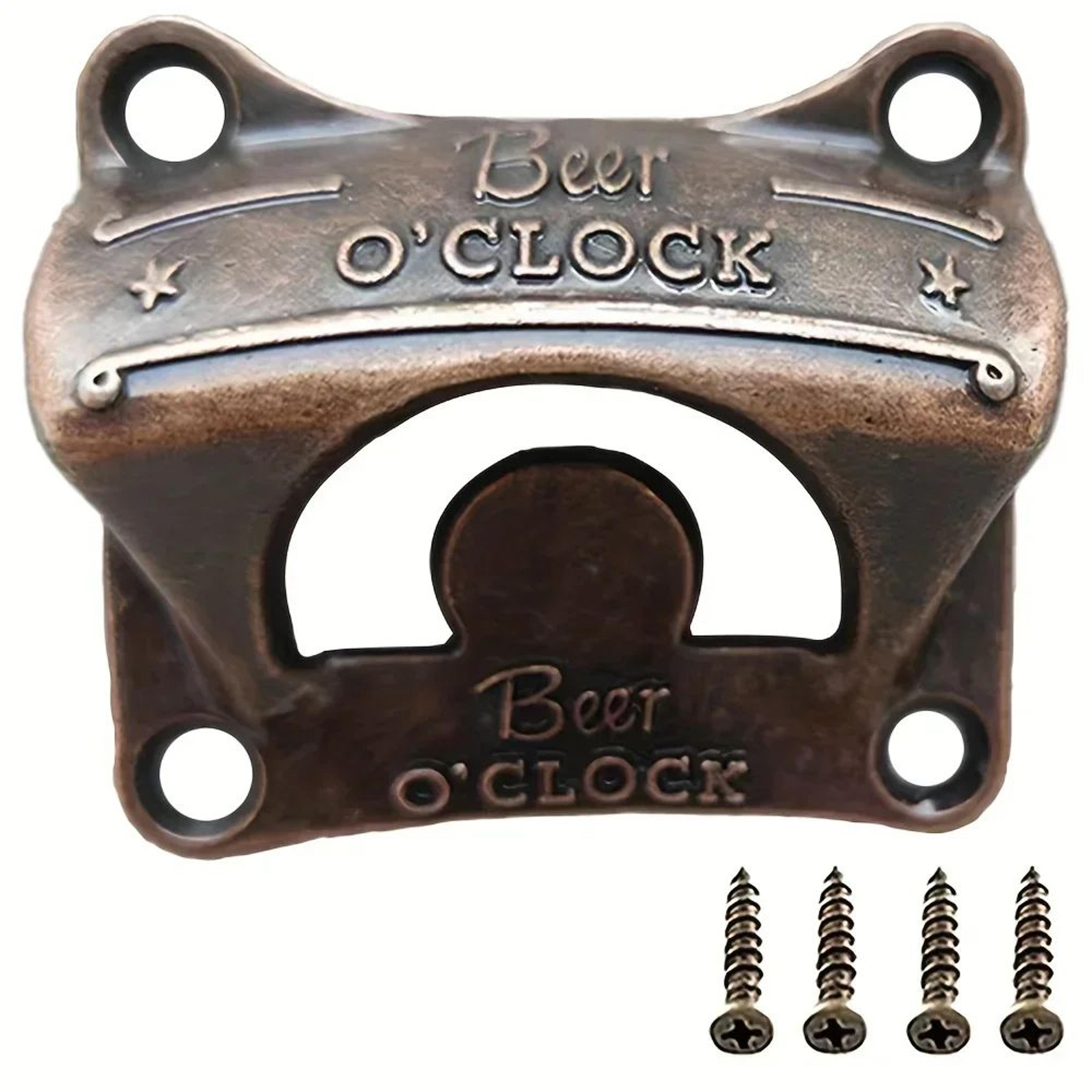 Beer OClock WallMounted Bottle Opener  Retro Zinc Alloy Beer Opener For Bar Kitchen  BBQ Decor 4