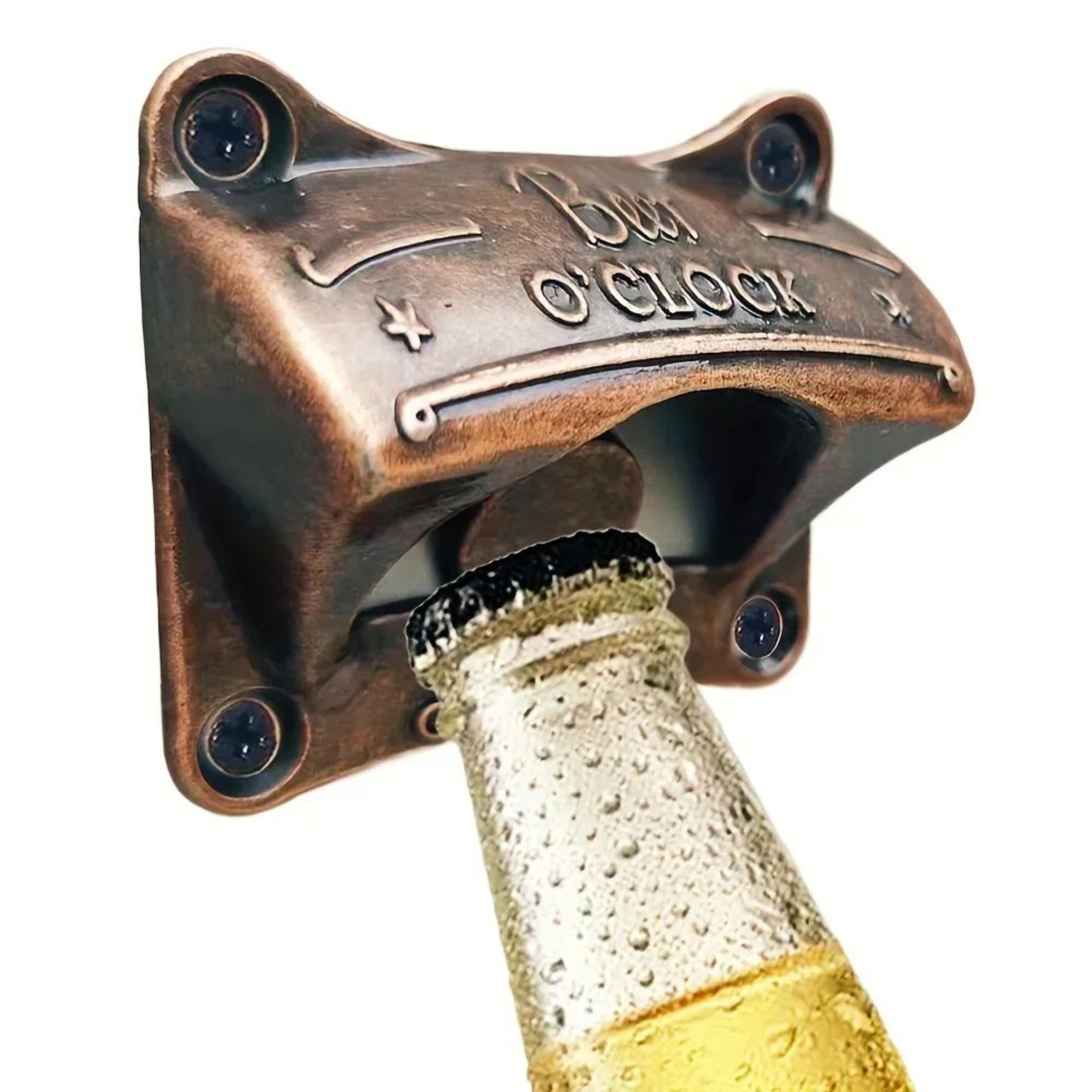 Beer OClock WallMounted Bottle Opener  Retro Zinc Alloy Beer Opener For Bar Kitchen  BBQ Decor 1