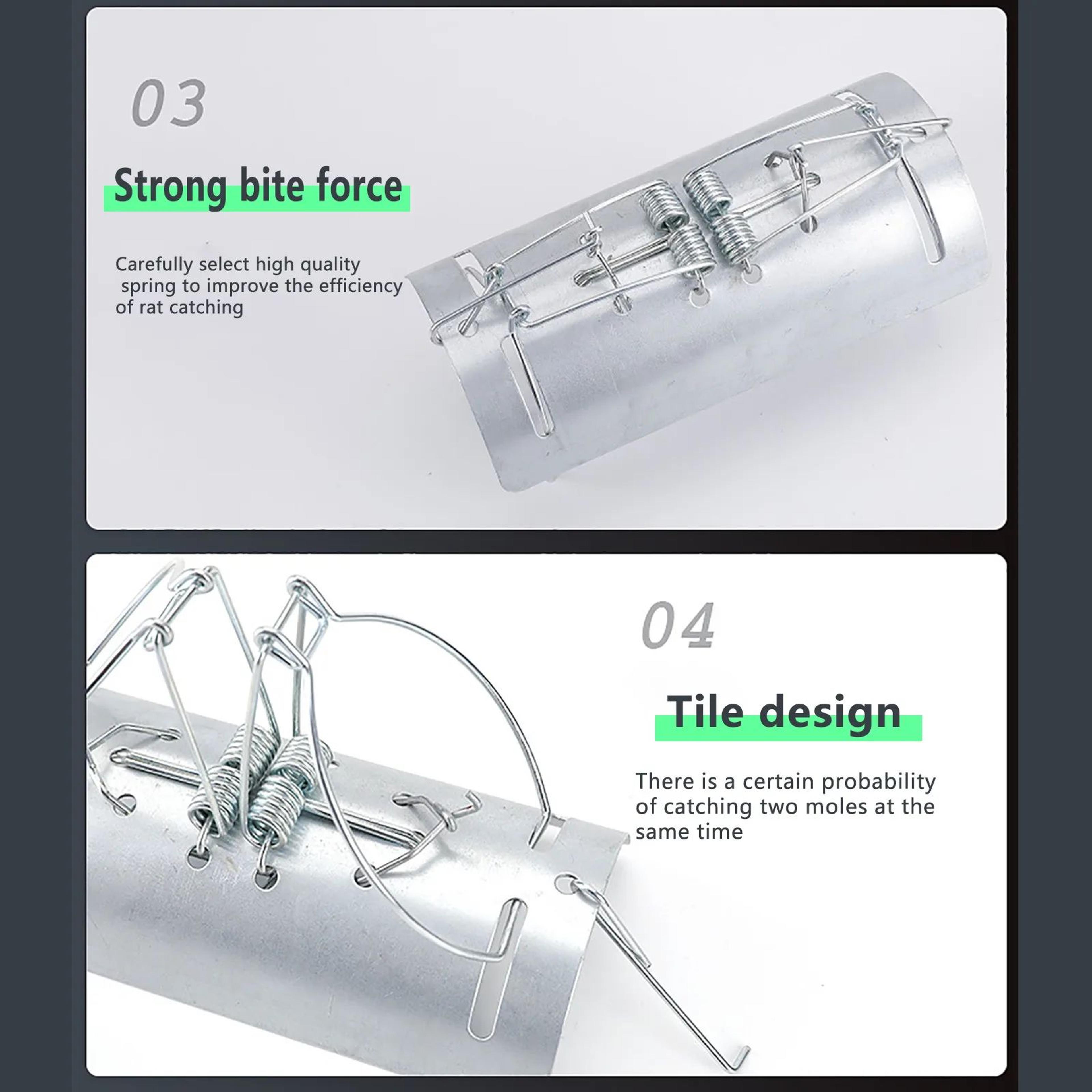 Galvanized Steel Mole Trap  DoubleAction Outdoor Tunnel Mole Catcher Clip For Garden  Lawn Pest Con 4