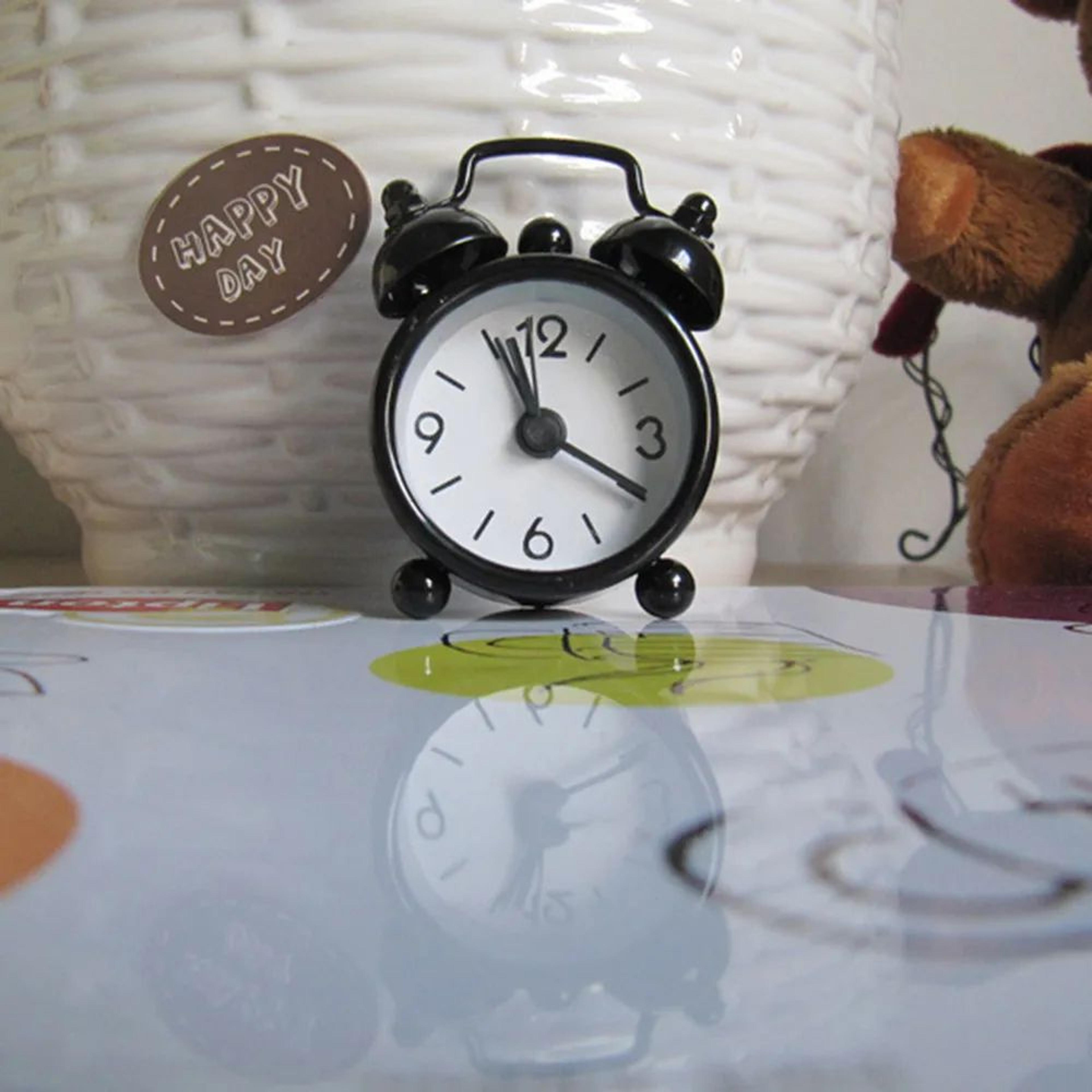 Retro Twin Bell Mini Alarm Clock  Portable Quartz Bedside Table Clock For Travel Office Bedroom  De 6