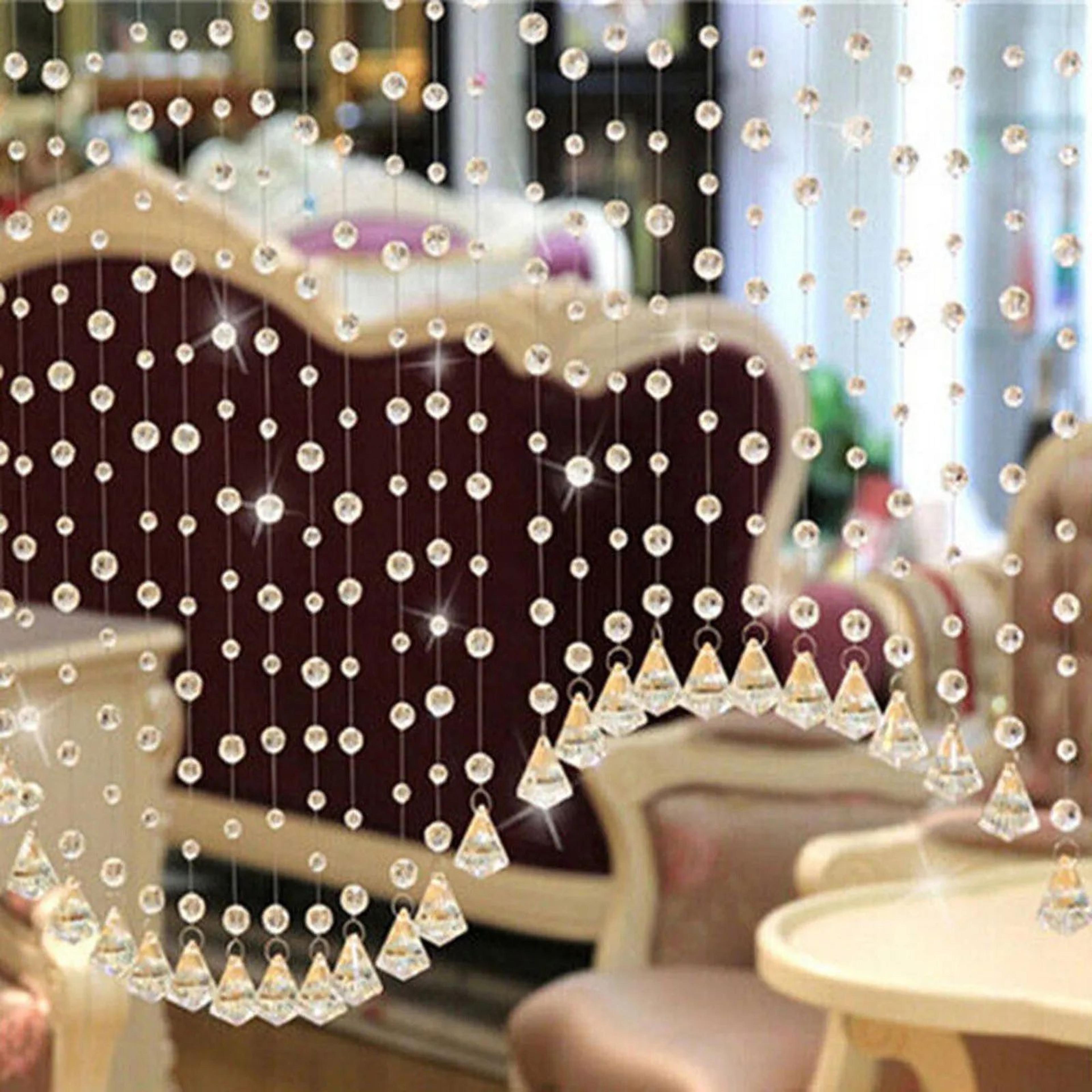 1M Luxury Crystal Beaded String Curtain  Glass Bead Door Curtain For Window Room Divider  Home Deco 6