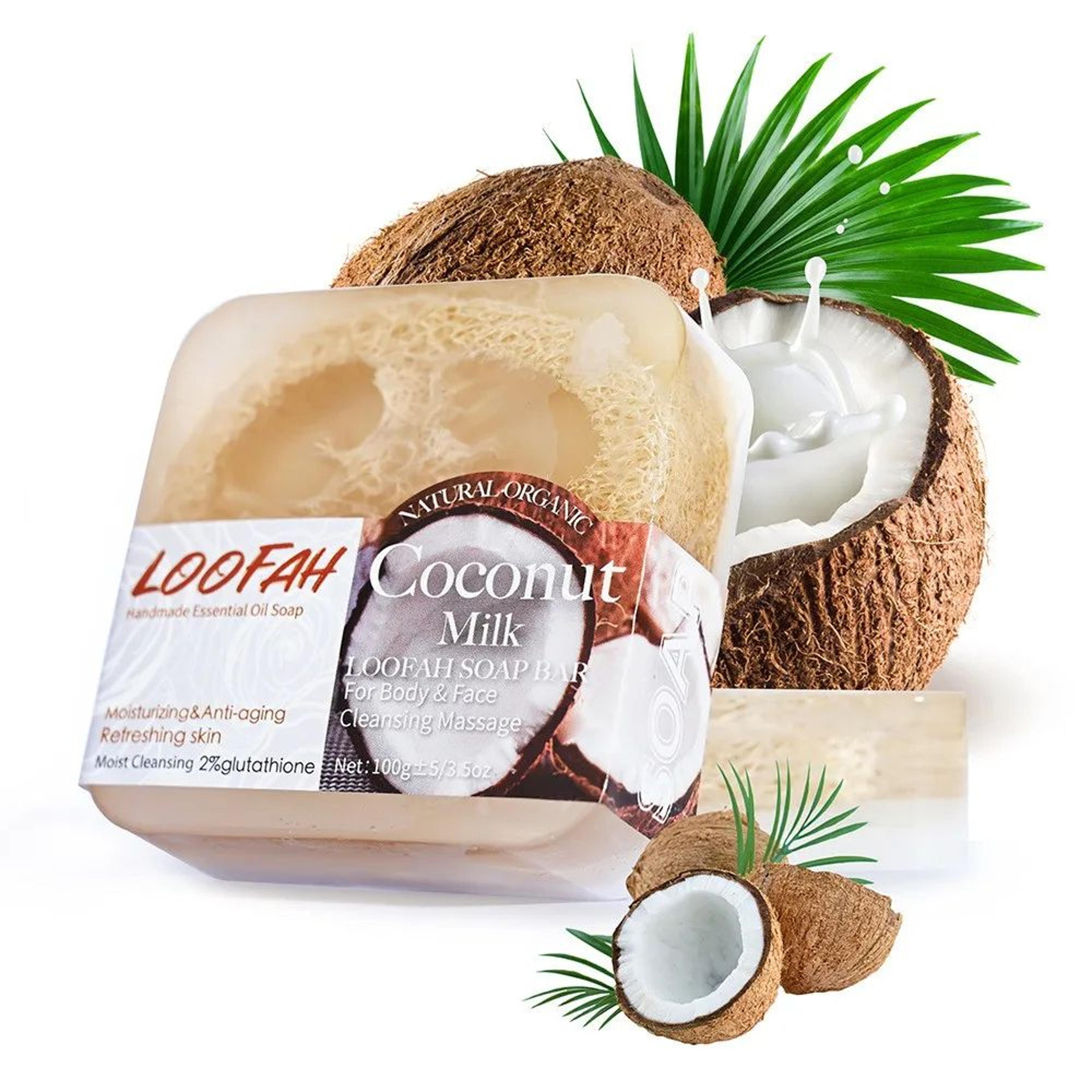 Handmade Kojic Acid Loofah Soap  100g Botanical Exfoliating Cleansing Bath Bar With Essential Oils  4