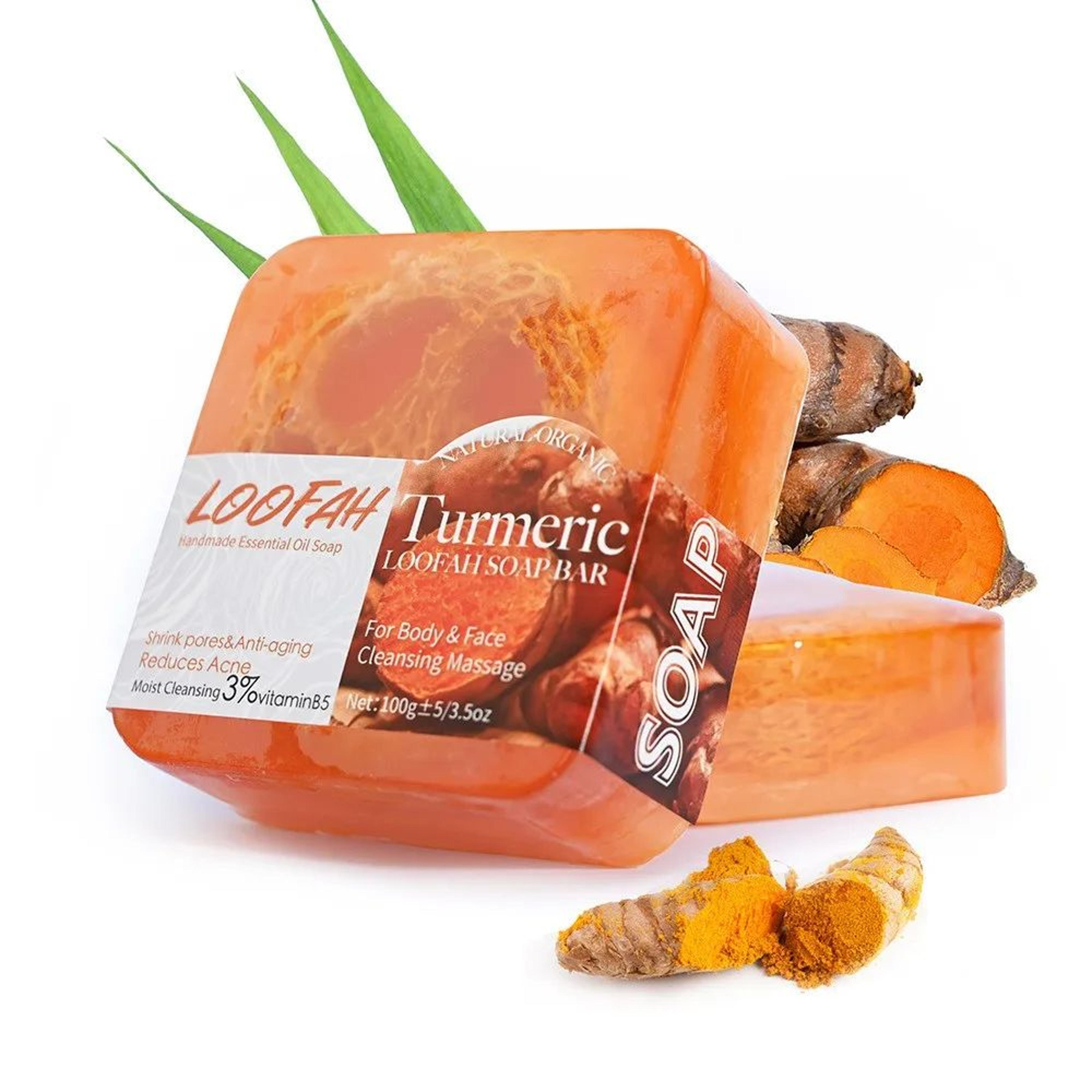 Handmade Kojic Acid Loofah Soap  100g Botanical Exfoliating Cleansing Bath Bar With Essential Oils  15