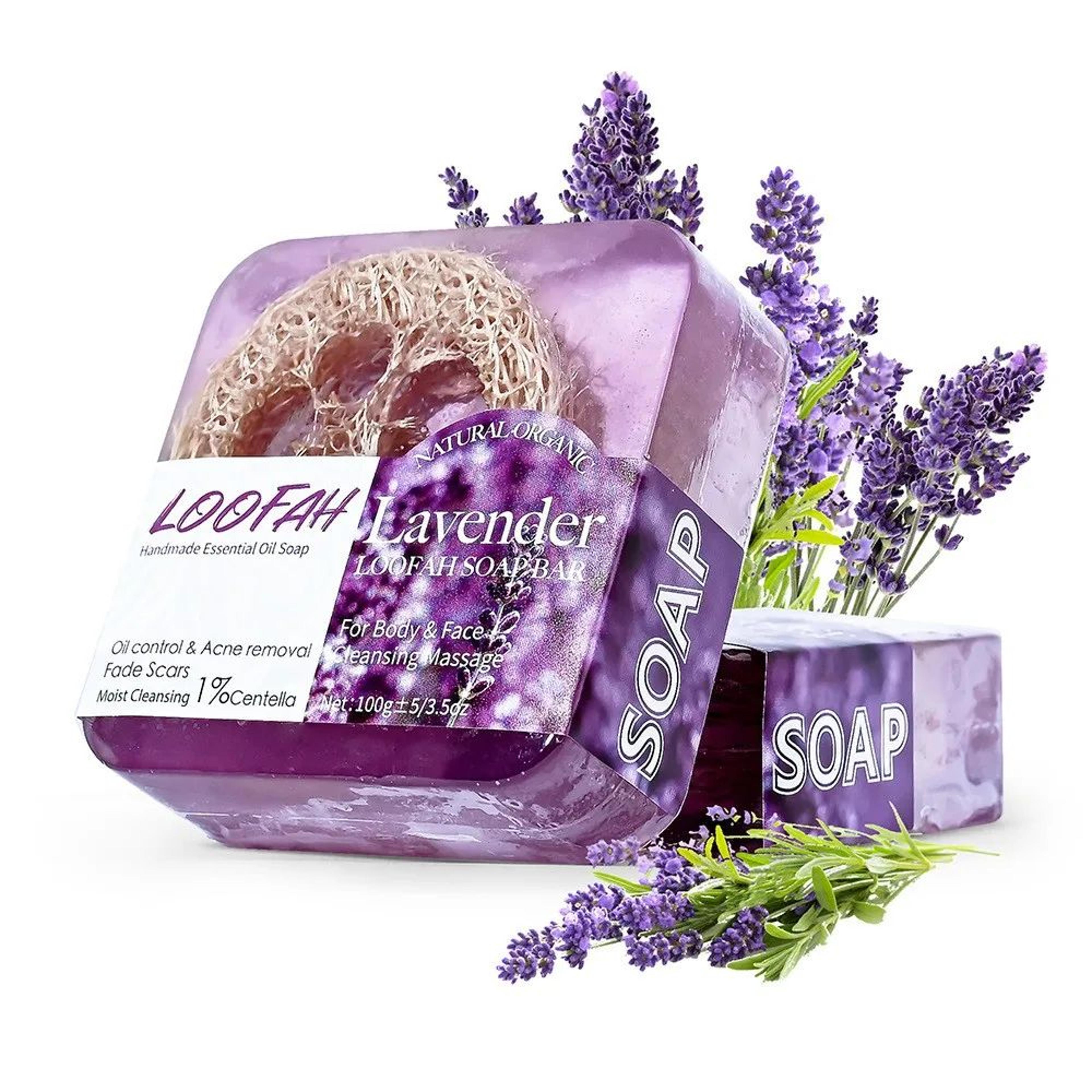 Handmade Kojic Acid Loofah Soap  100g Botanical Exfoliating Cleansing Bath Bar With Essential Oils  8