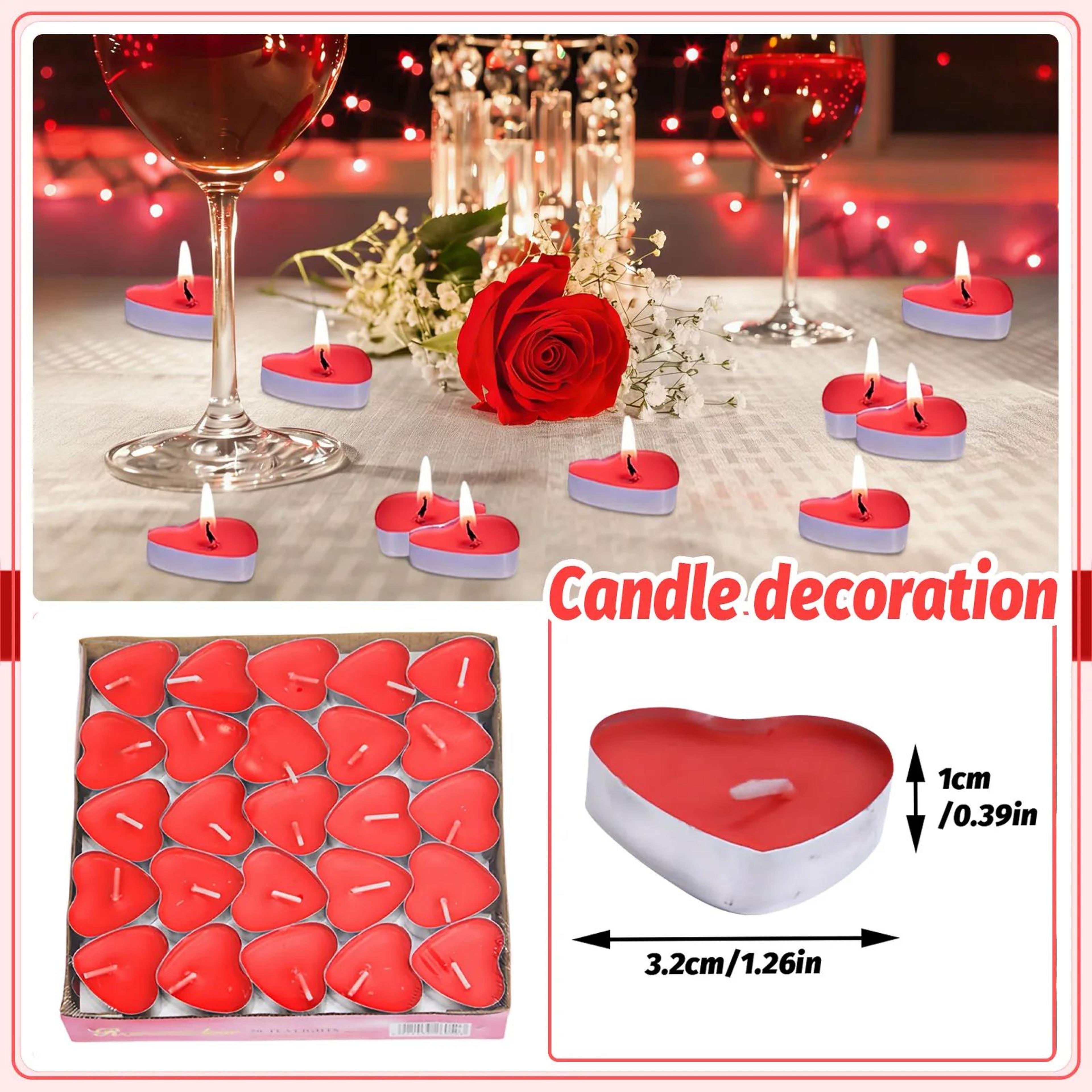 50pcs HeartShaped Tea Light Candles  2Hour Burn Candles For Valentines Day Weddings Birthdays  Roma 4