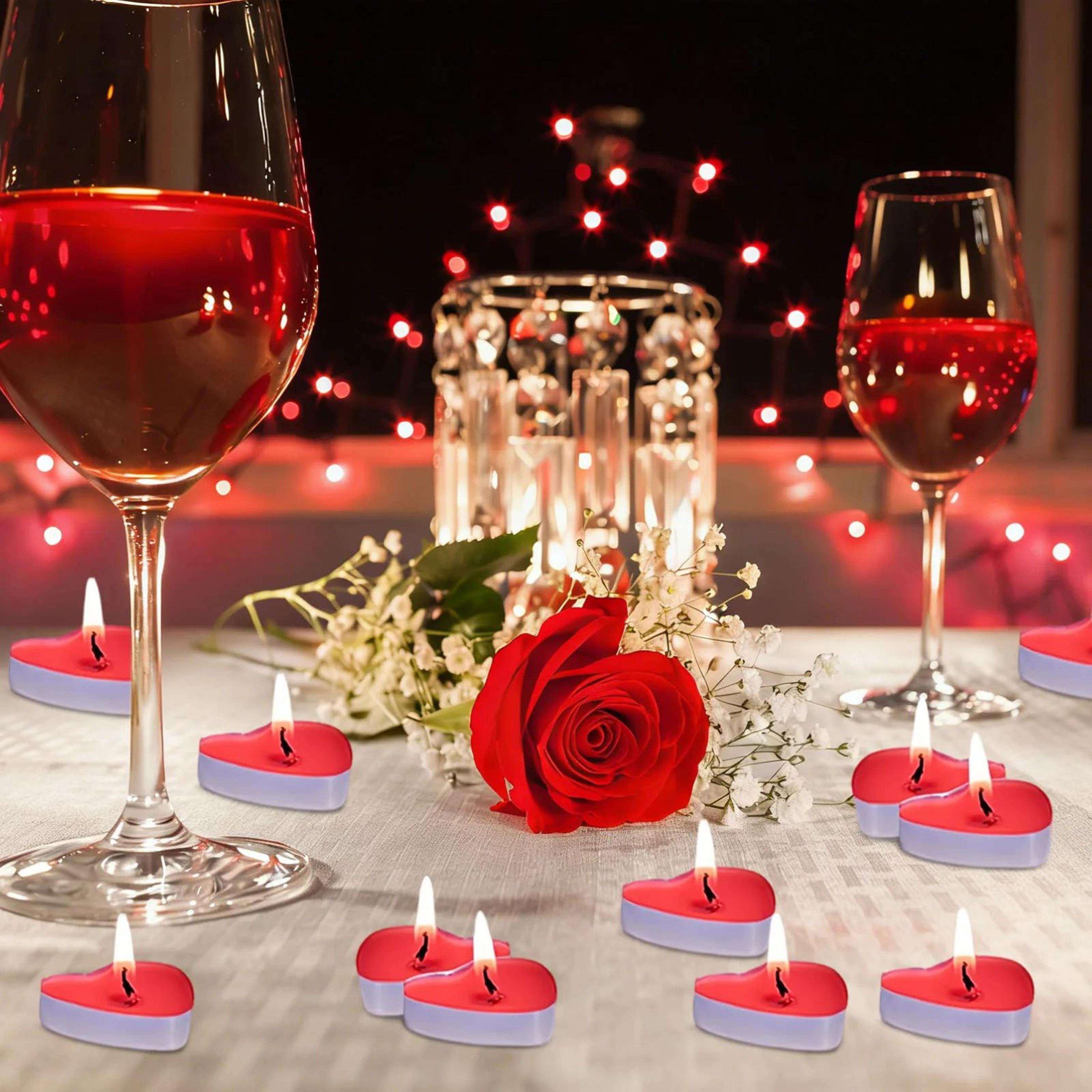 50pcs HeartShaped Tea Light Candles  2Hour Burn Candles For Valentines Day Weddings Birthdays  Roma 2