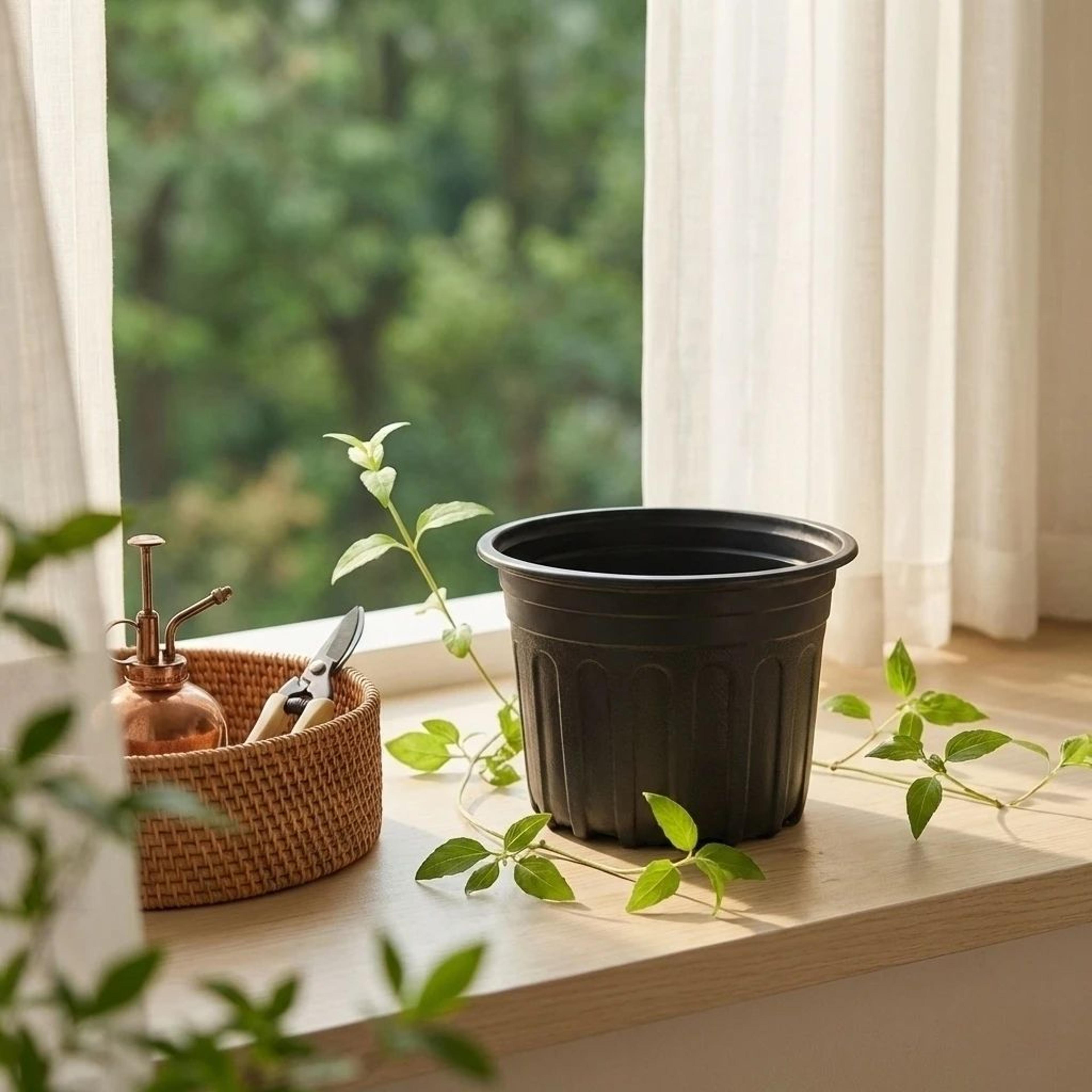 Flexible 1Gallon Plant Nursery Pots  Soft Plastic Seedling Containers With Drainage Holes For Garde 1