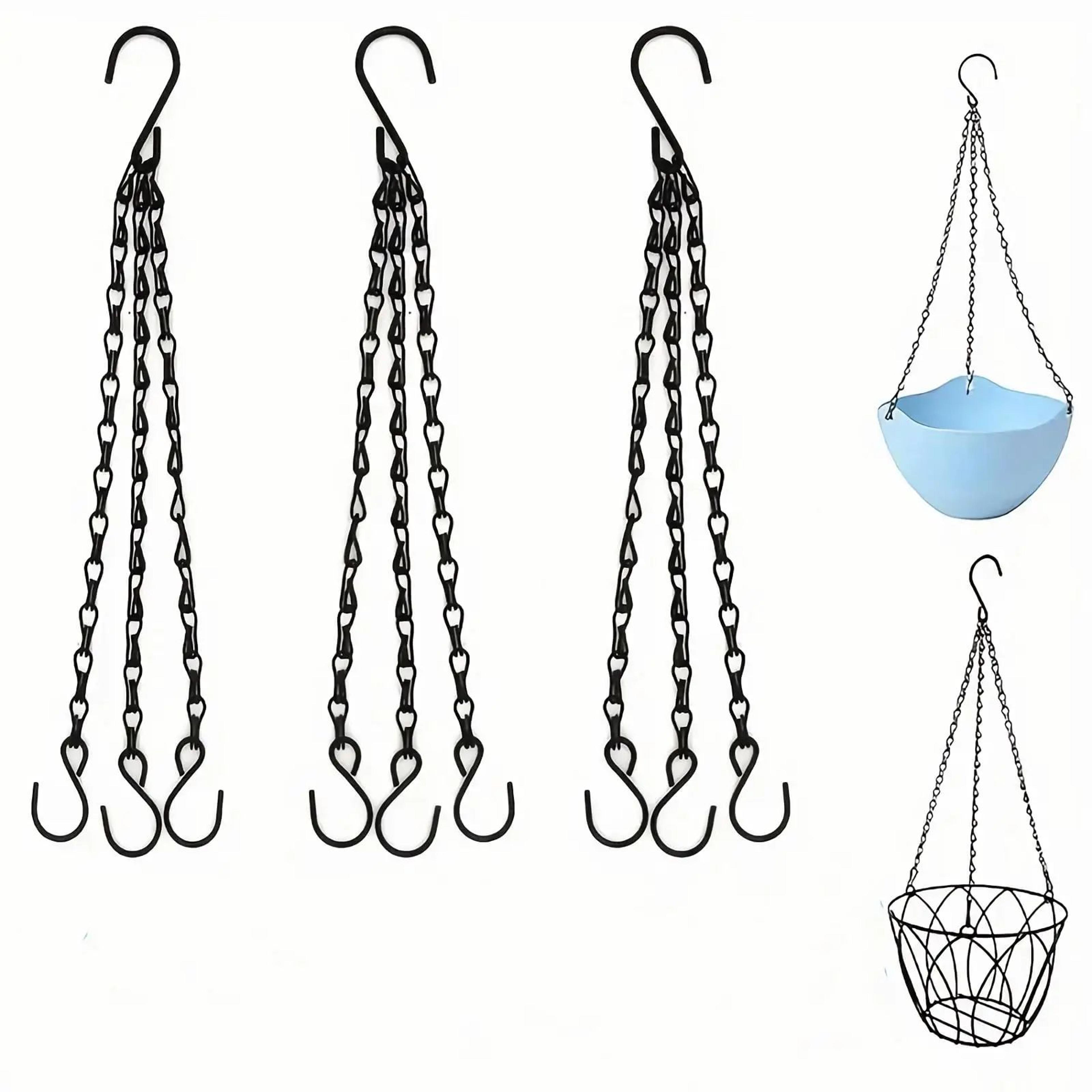 157 In Imitation Rattan Hanging Plant Basket  Metal Chain Flower Pot With 3 Hooks For Indoor Outdoo 1
