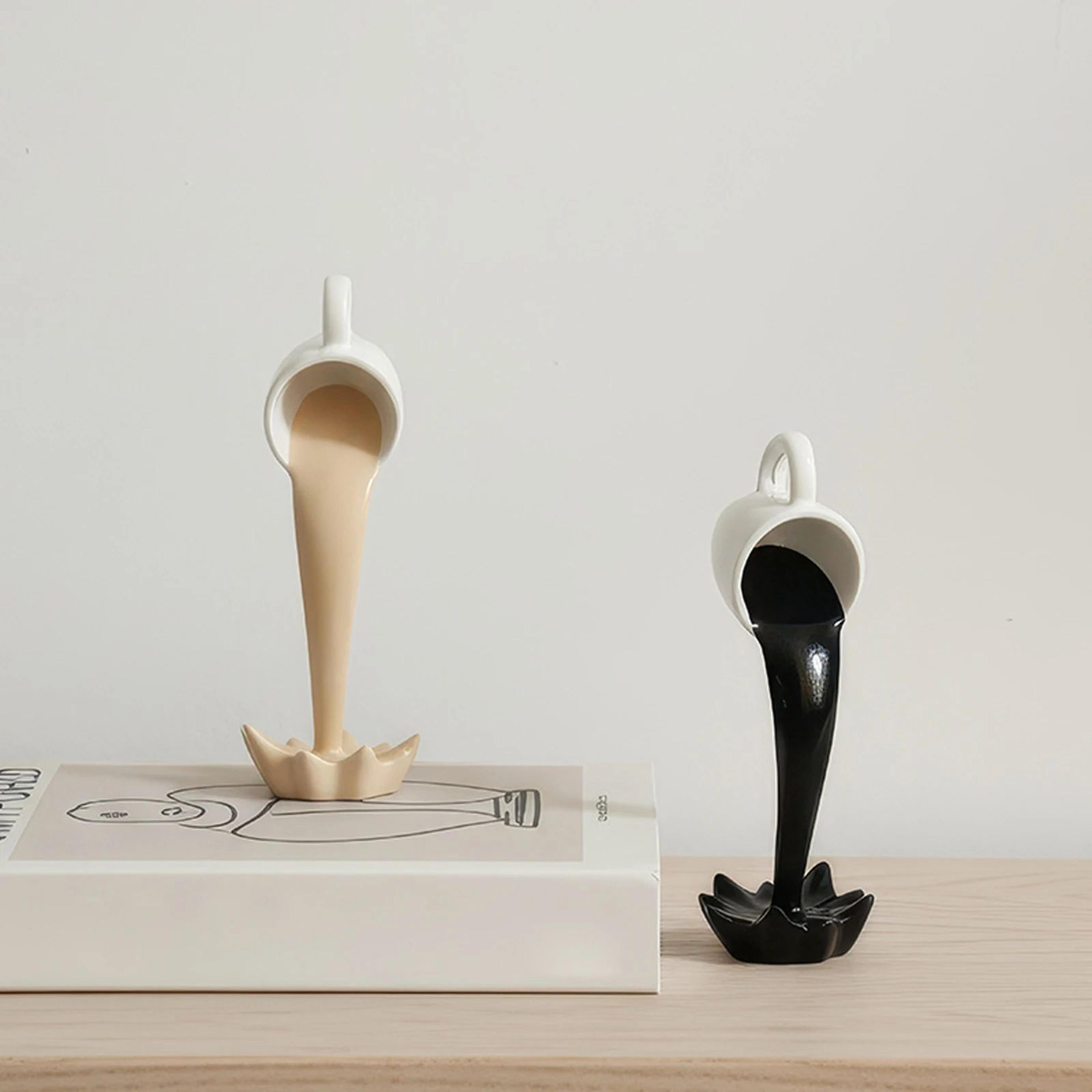 Floating Spilling Coffee Cup Sculpture  Magic Pouring Splash Kitchen Desktop Decor Creative Home Ta 8