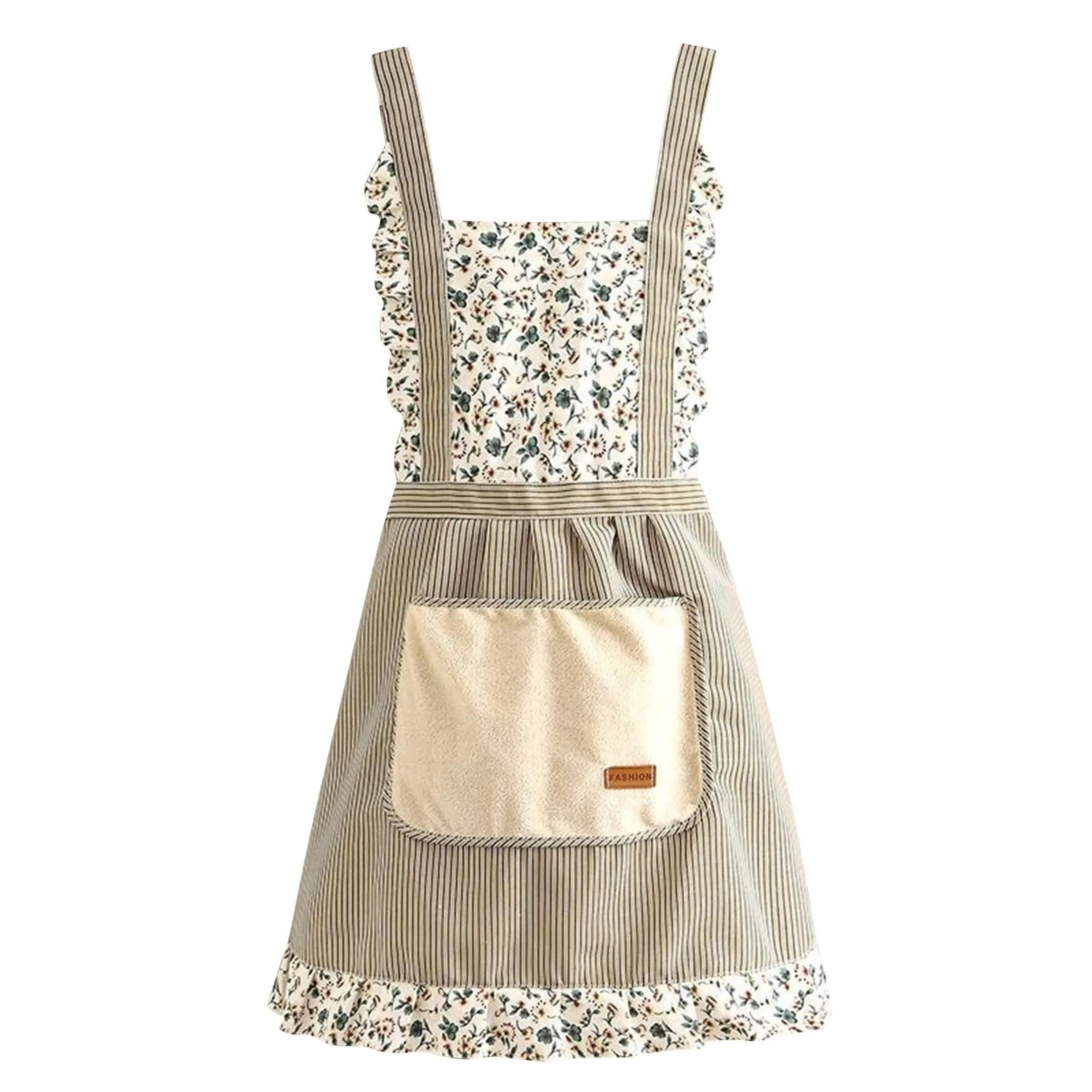 Pink Floral Canvas Apron  Breathable Kitchen Cooking Apron With WaistHugging Fit For Women 7
