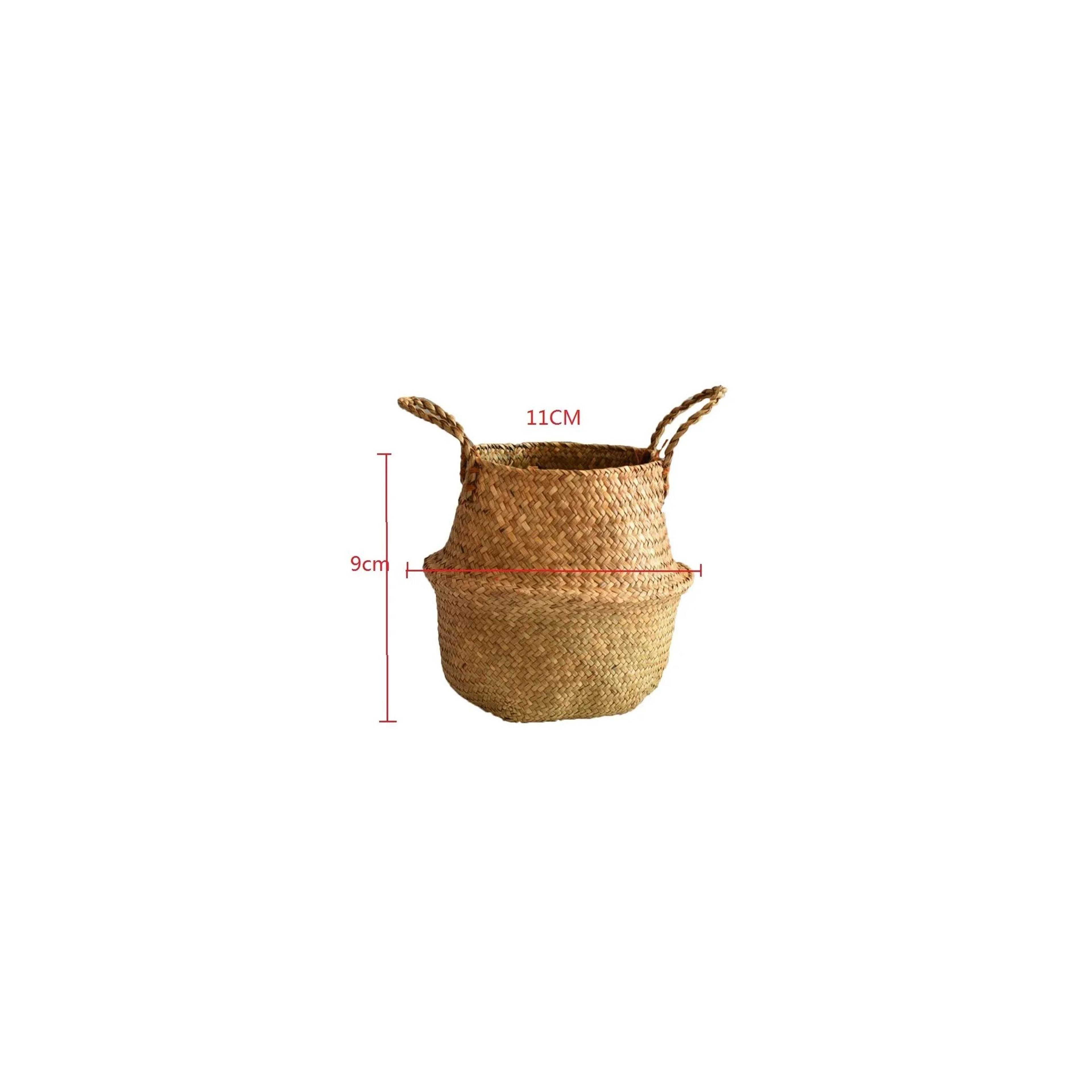 Wicker Storage Basket  Seagrass Woven Flower Pot Planter Decorative Laundry Basket  Household Organ 5