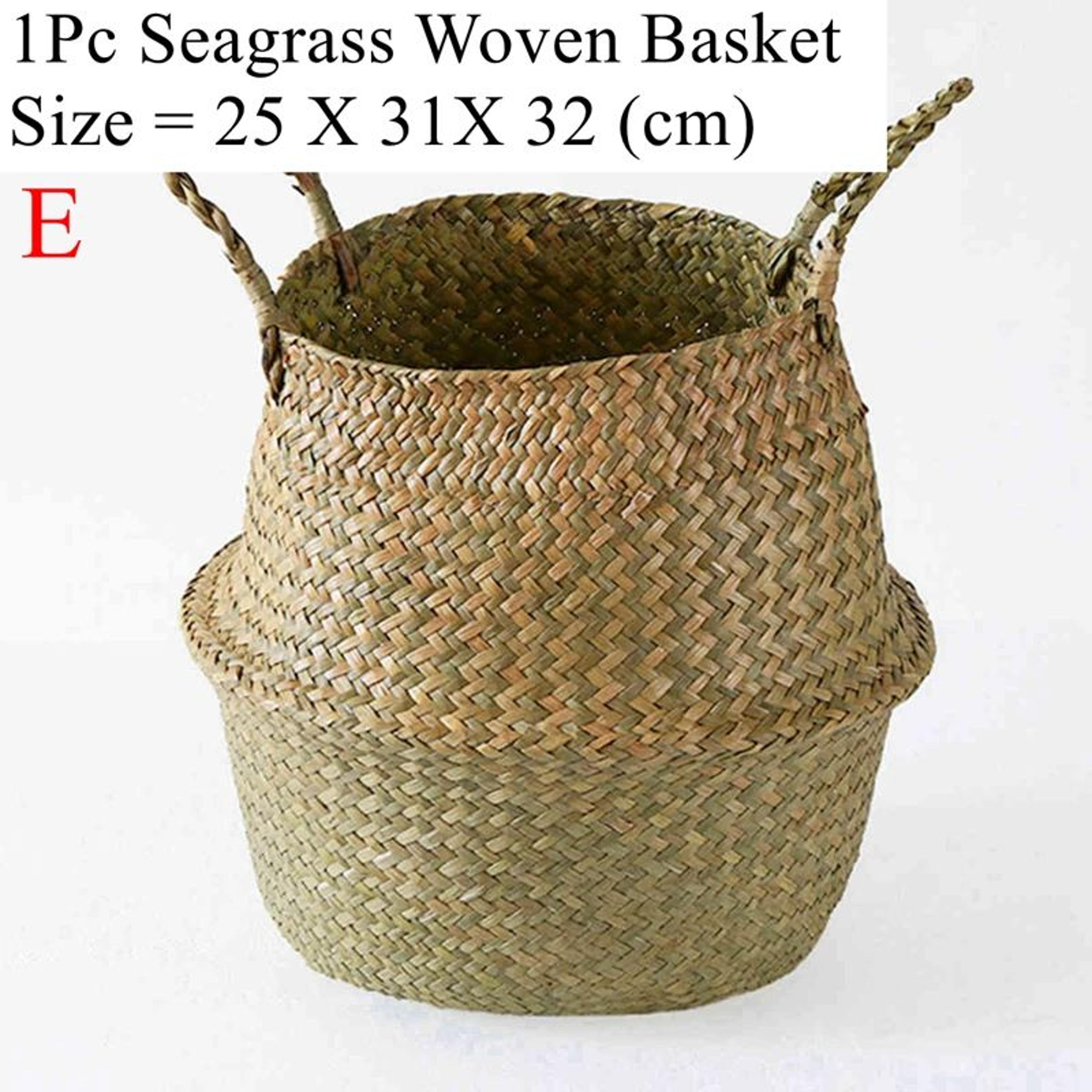 Seagrass Wicker Storage Basket  Woven Folding Plant Pot Cover Laundry Organizer  Home Garden Decora 9