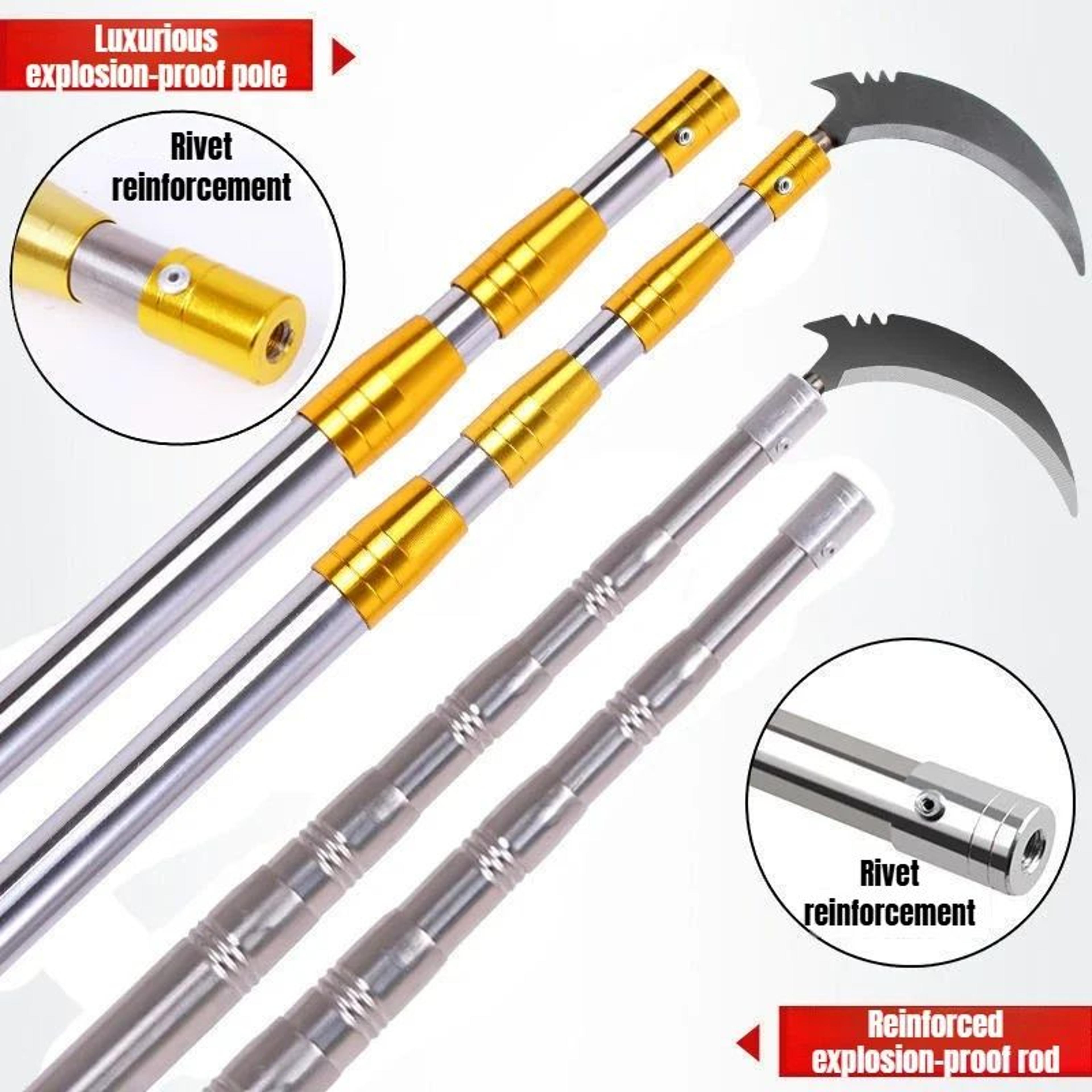 Metal Fruit Picker  Adjustable Telescopic High Tree Fruit Picking Tool With Basket Bag Hook Knife   4