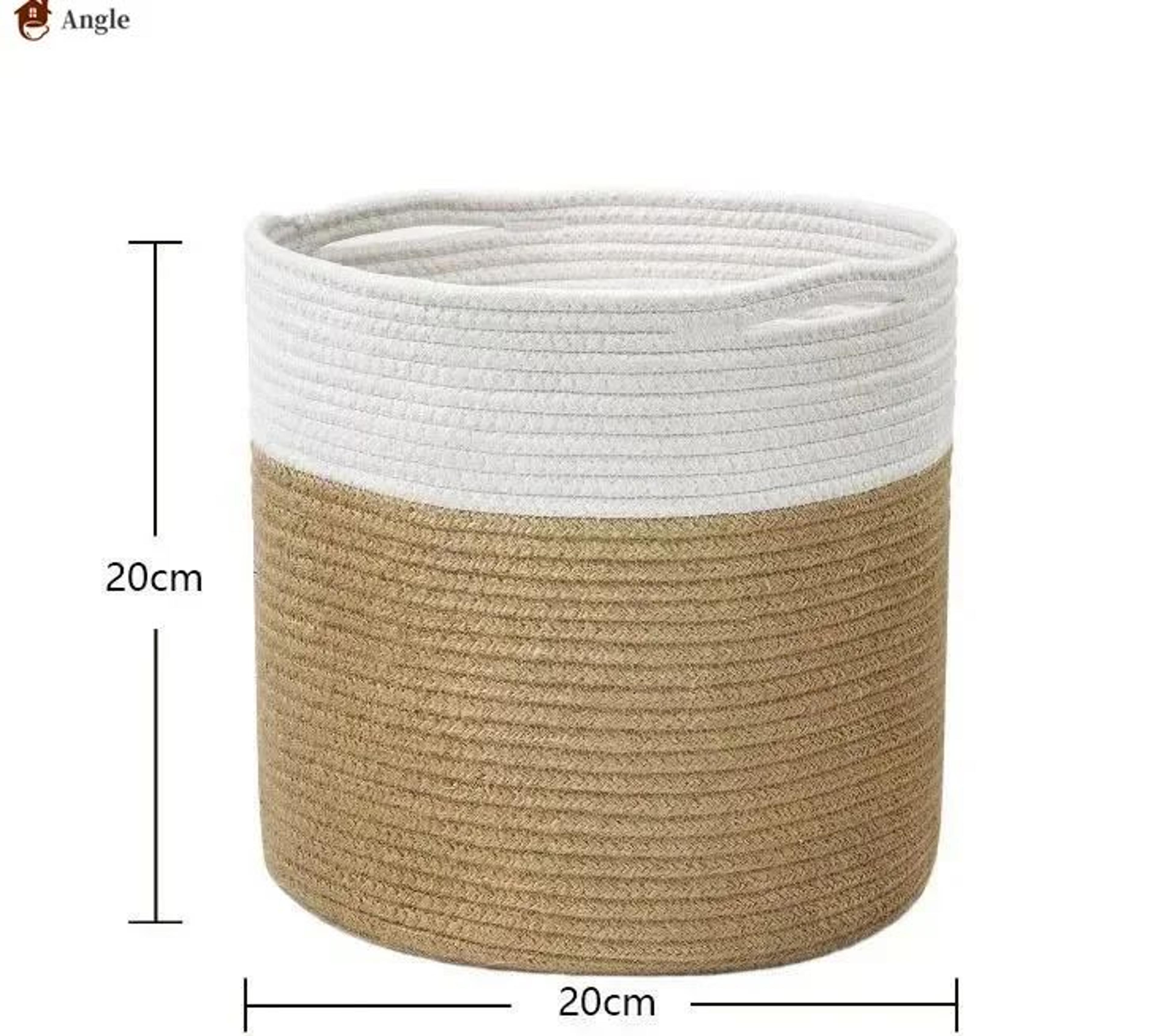 Cotton Rope Plant Basket  Natural Woven Boho Storage Bin With Handles For Indoor Planters Laundry T 9
