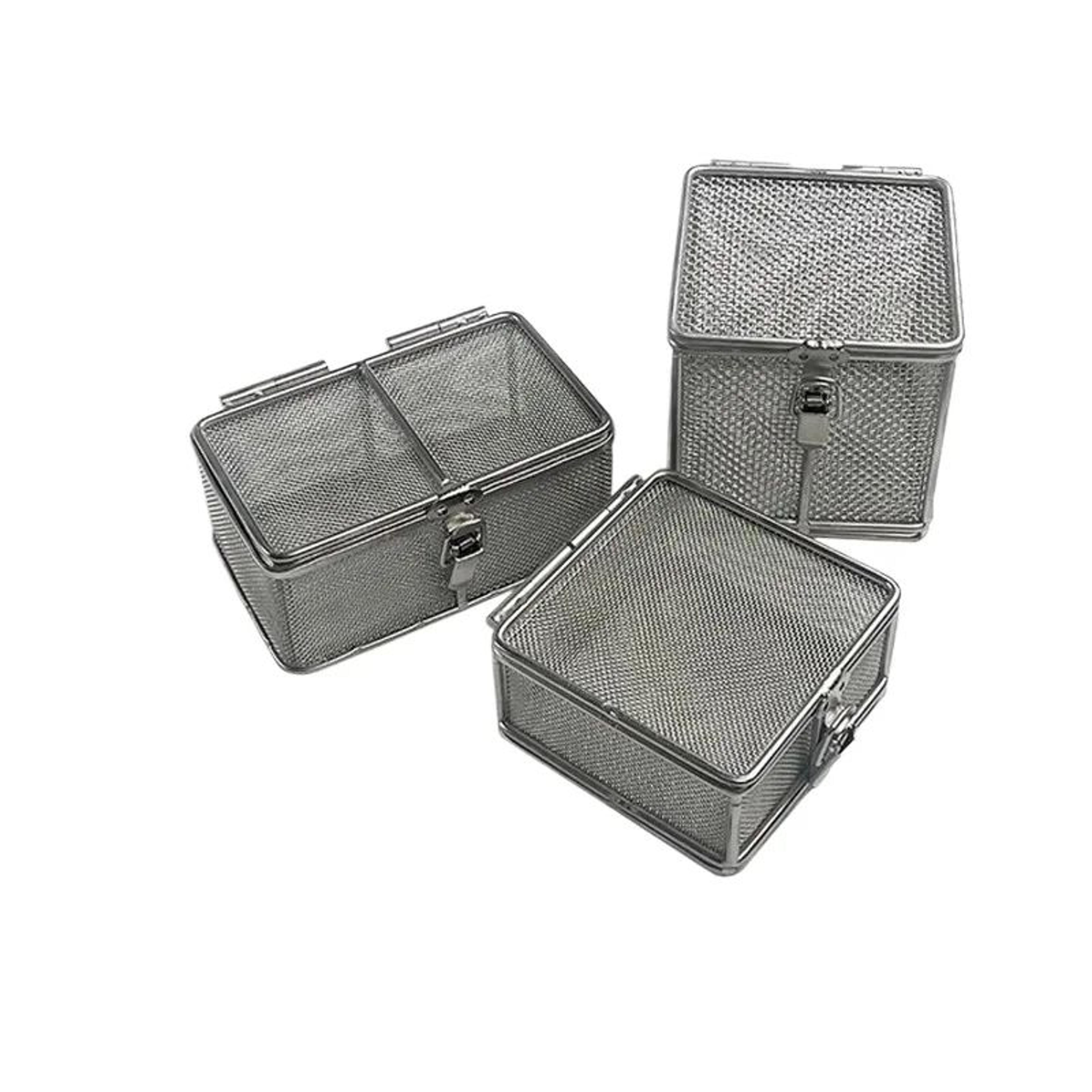 Stainless Steel Cleaning Net Basket  Durable Metal Storage Container With Lid For Kitchen Home  Eve 1