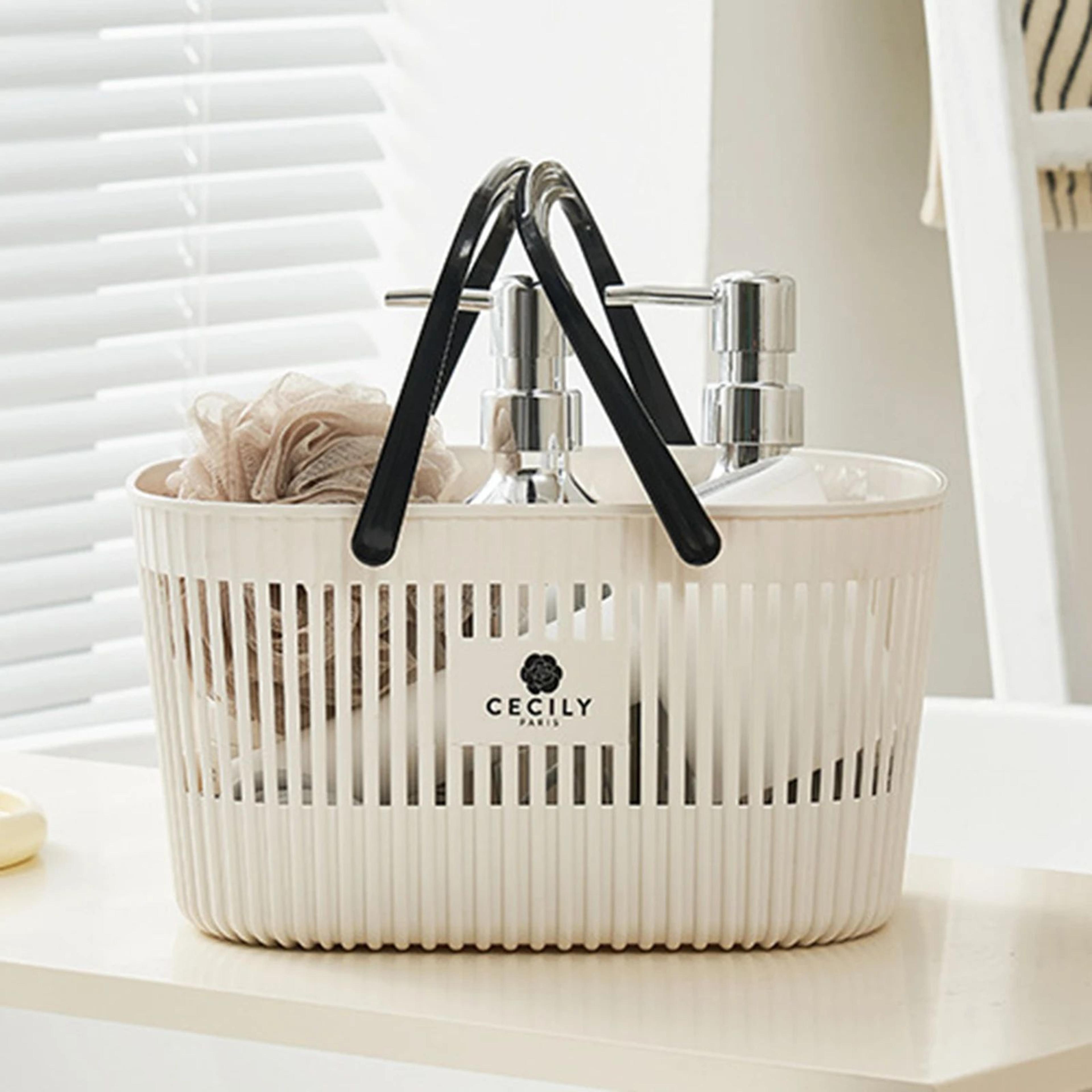 Stackable Plastic Organizer Basket  Portable Drainage Shower Caddy With Handles For Bathroom Toilet 2