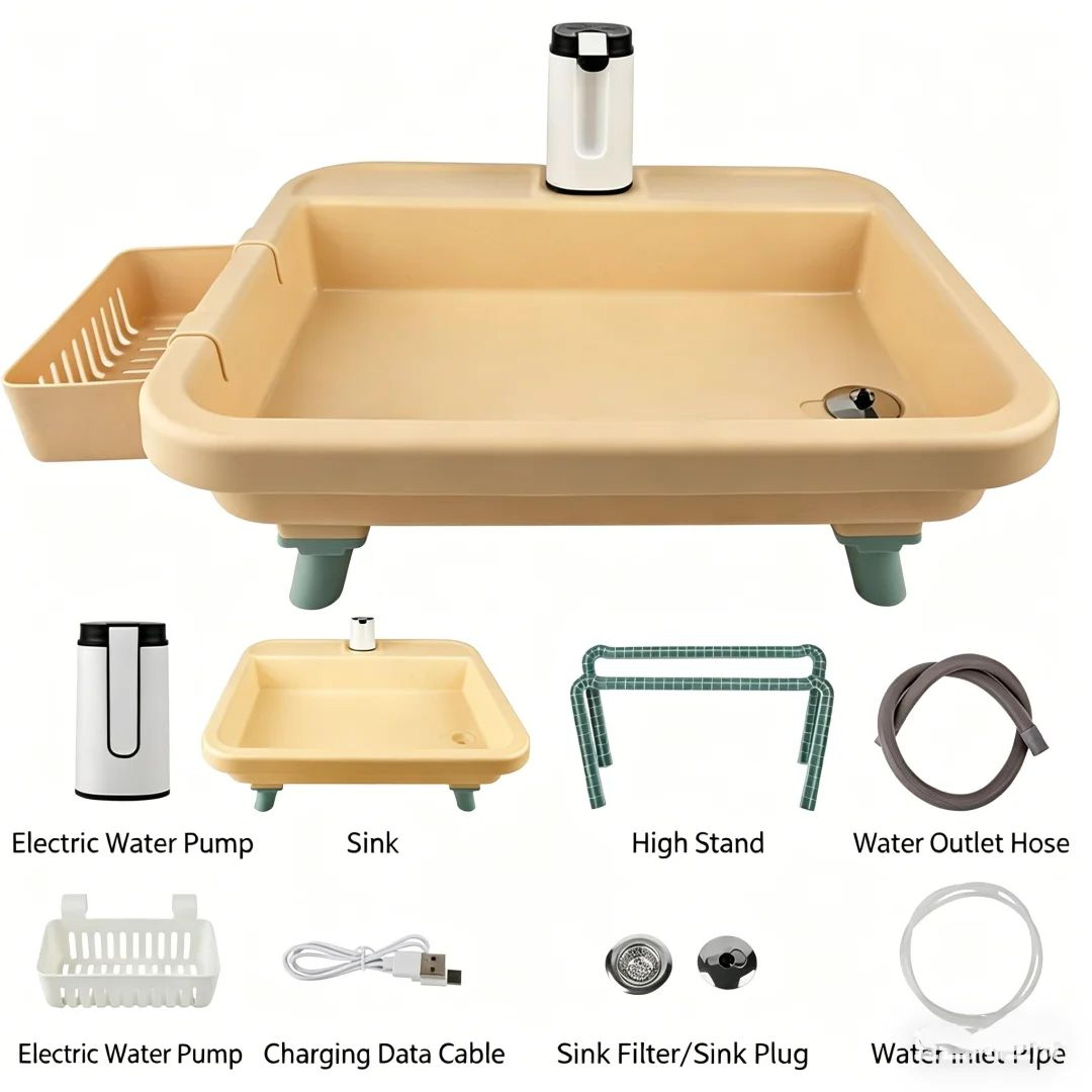 Portable Folding Camping Sink  Plastic Wash Basin With Water Tank For RV Travel Garden Kitchen  Out 7
