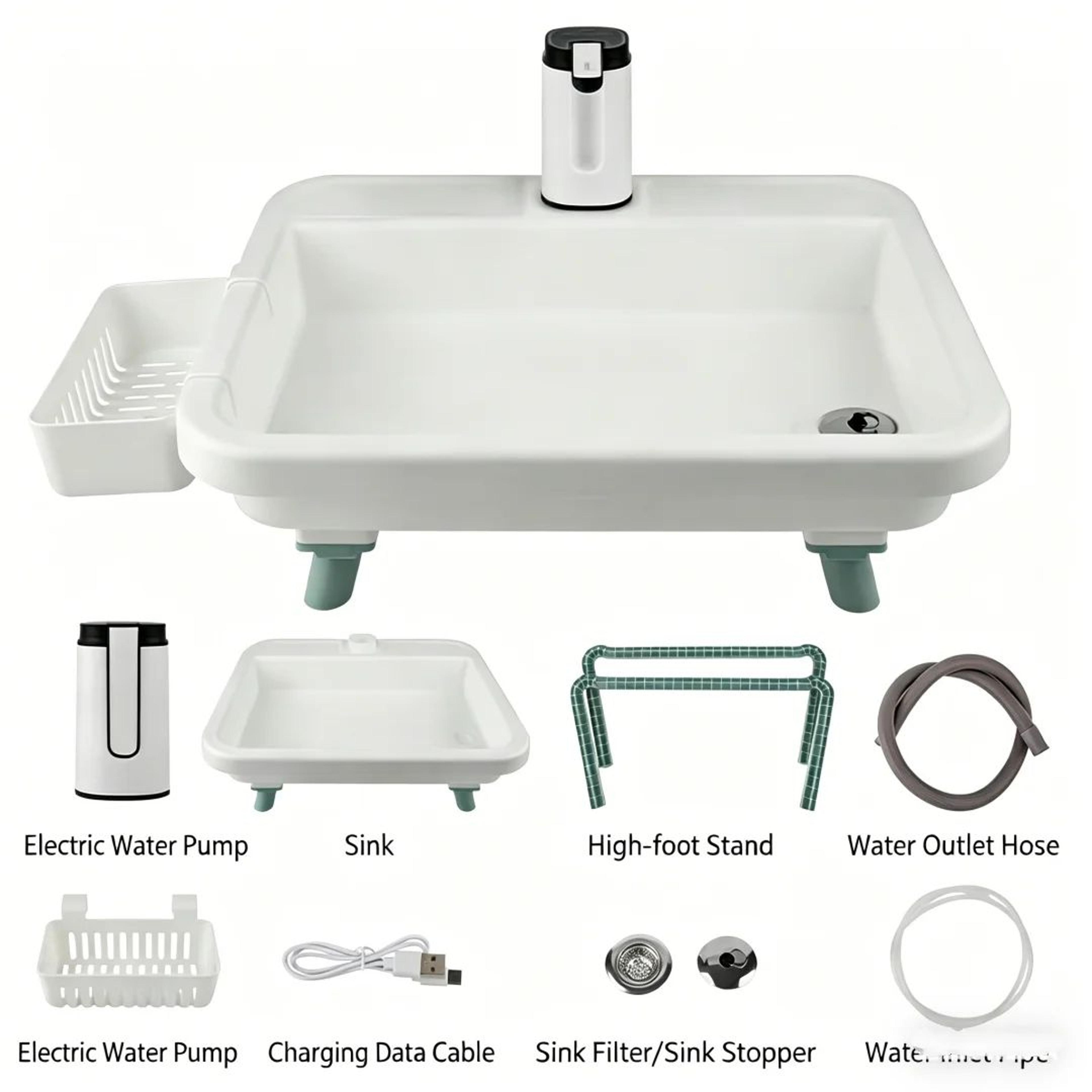 Portable Folding Camping Sink  Plastic Wash Basin With Water Tank For RV Travel Garden Kitchen  Out 9