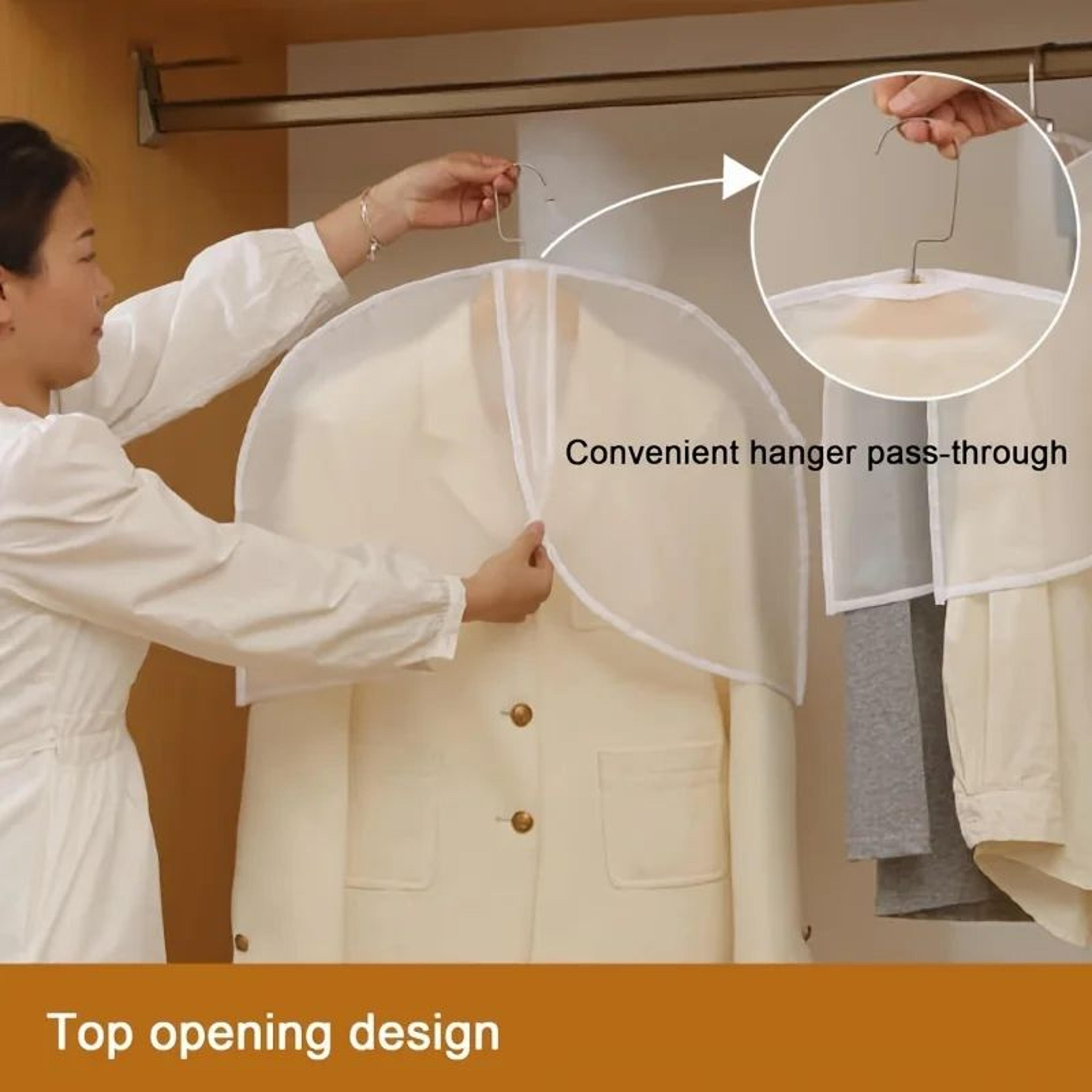 White Translucent Garment Covers  Breathable Dustproof Shoulder Protectors For Suits Coats Jackets  5
