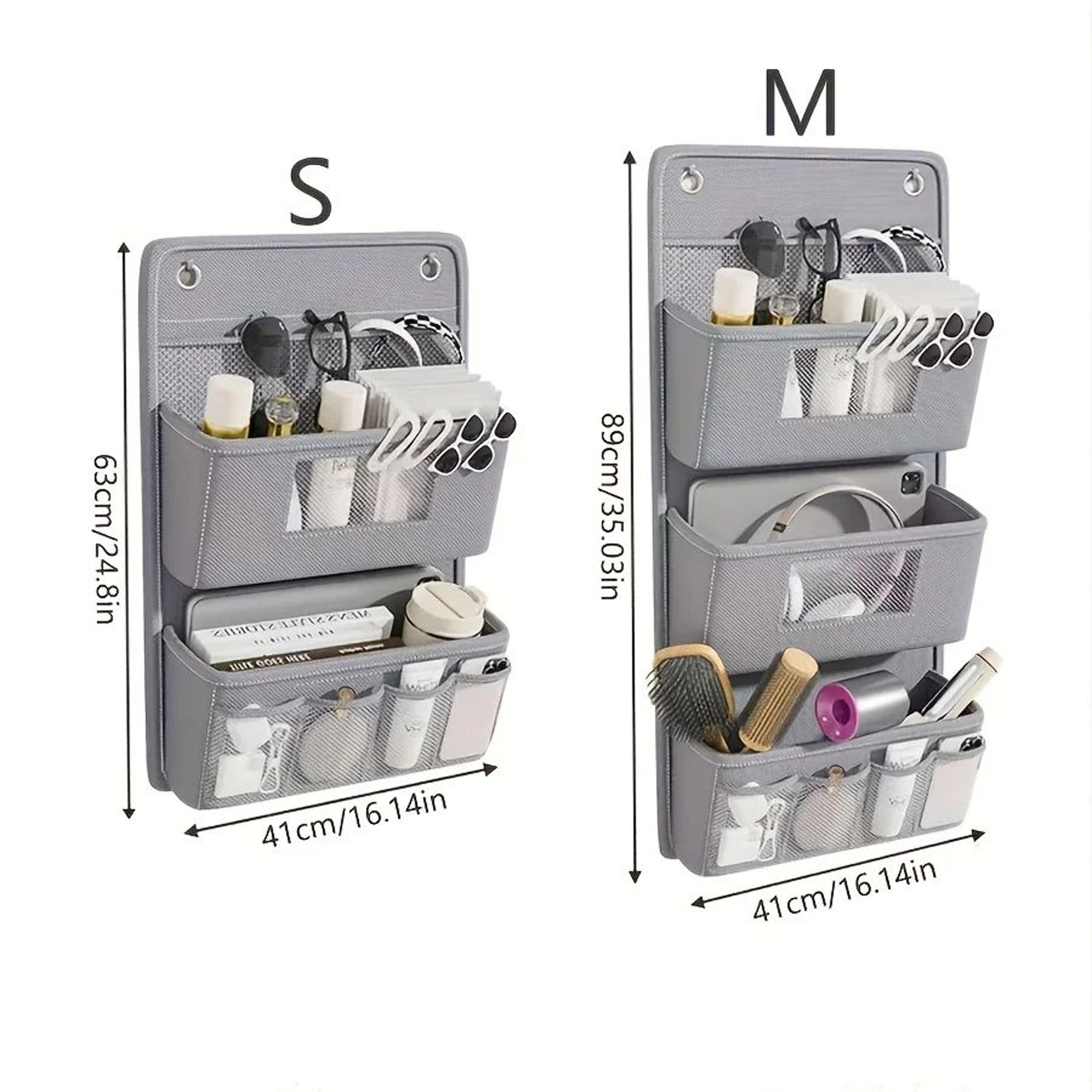 Gray WallMounted Storage Organizer  MultiCompartment NonWoven Fabric Hanging Bag With Clear Window  3