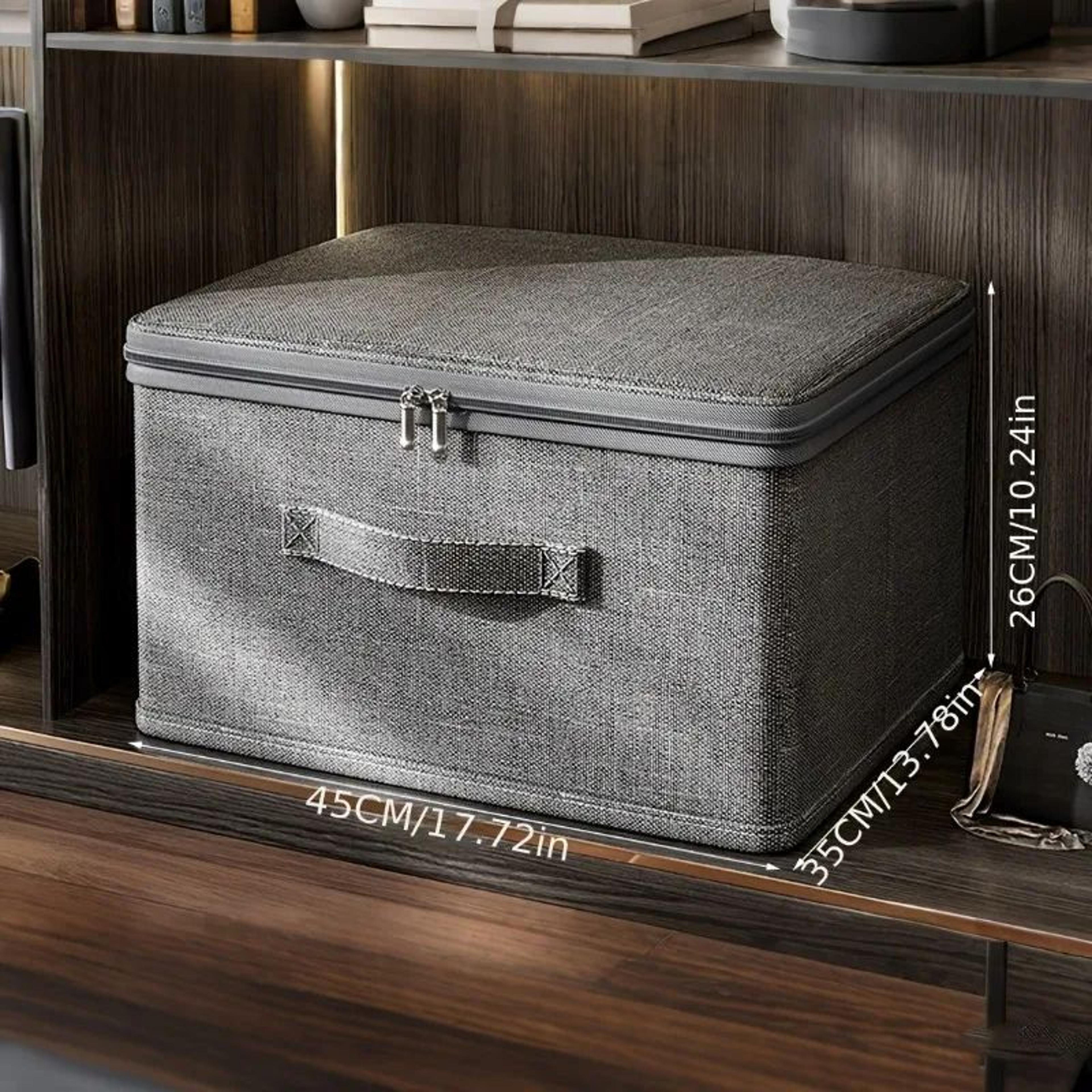 Stackable Fabric Storage Boxes  Foldable Polyester Organizer Bins With Lids  Handles For Clothes Cl 9